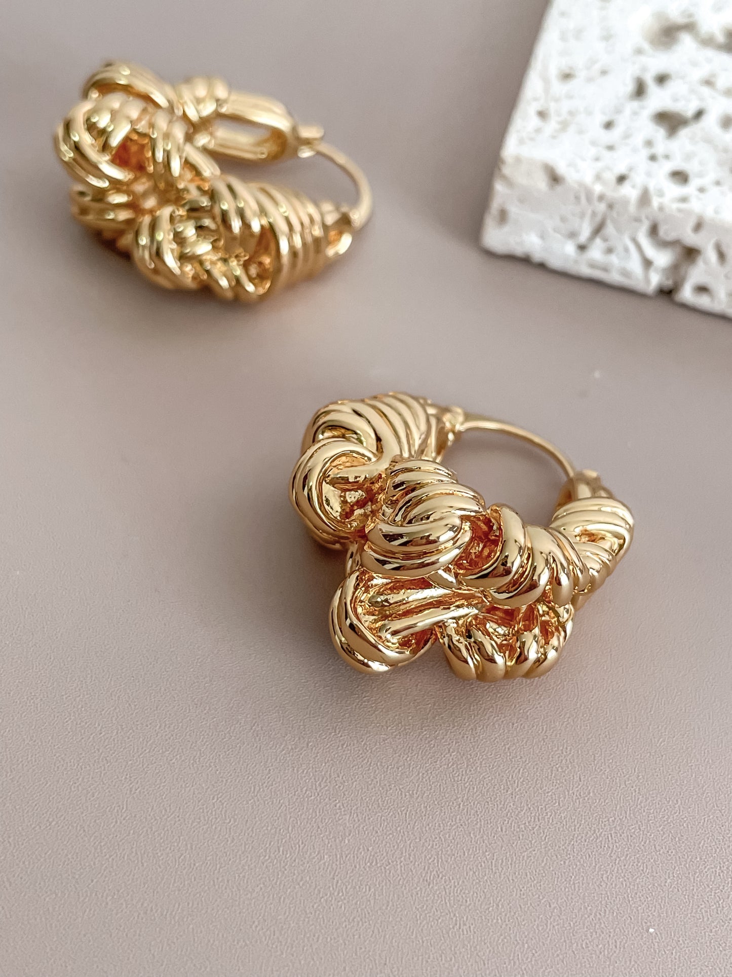 Twisted Rope Pattern Latched Hoop Earrings