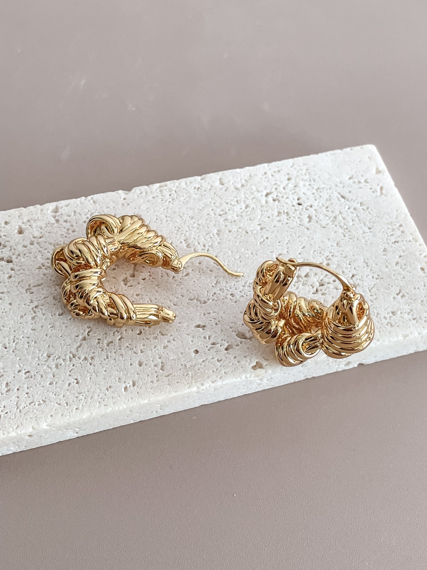 Twisted Rope Pattern Latched Hoop Earrings