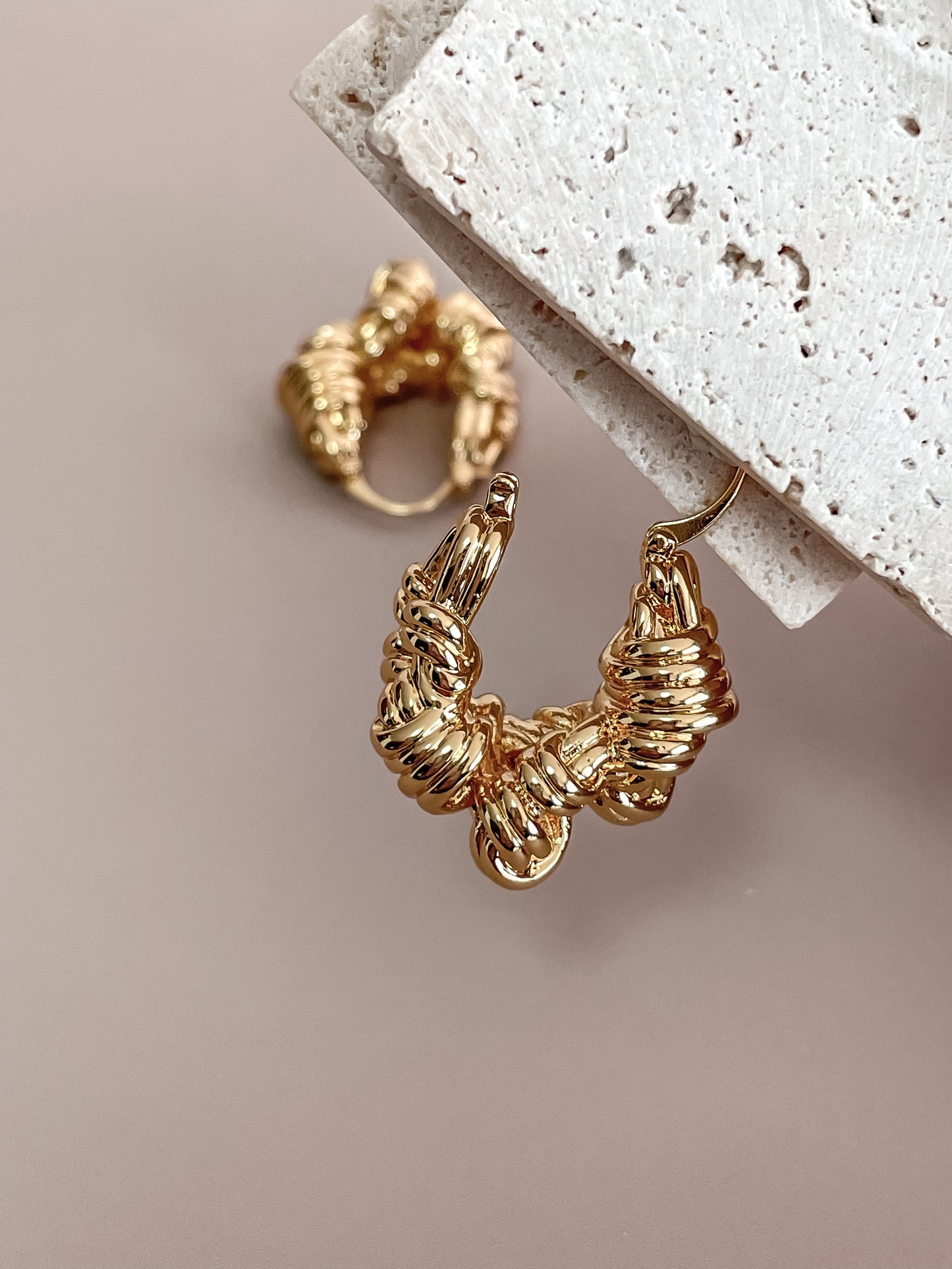 Twisted Rope Pattern Latched Hoop Earrings