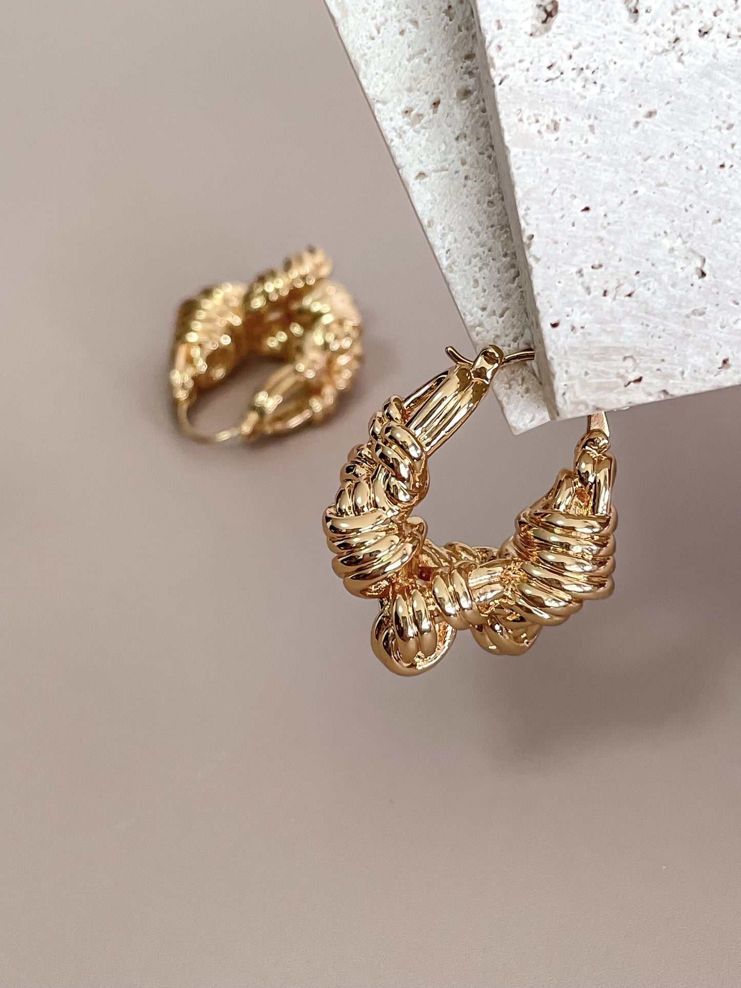 Twisted Rope Pattern Latched Hoop Earrings