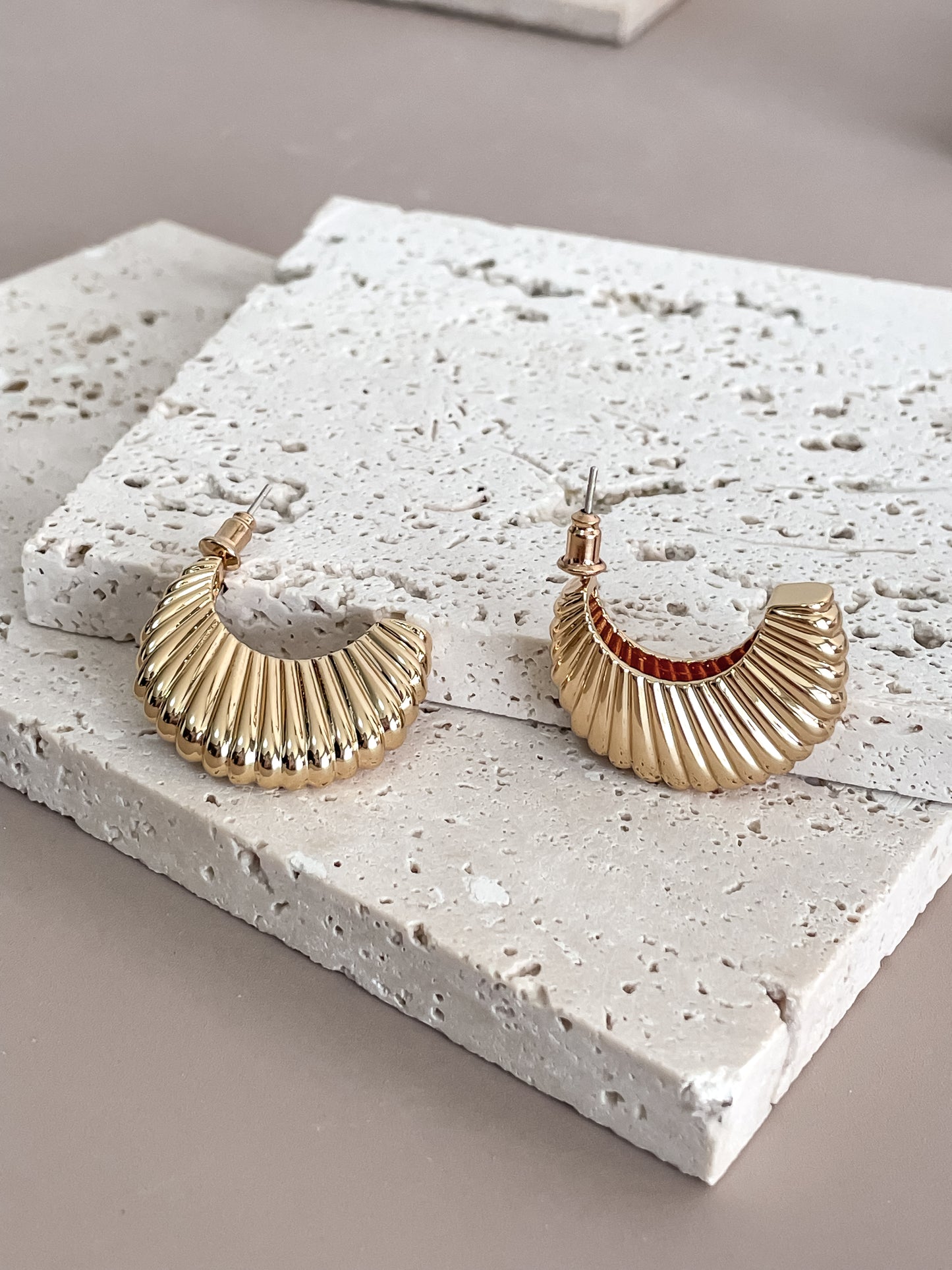 Textured Crescent Stud Earrings