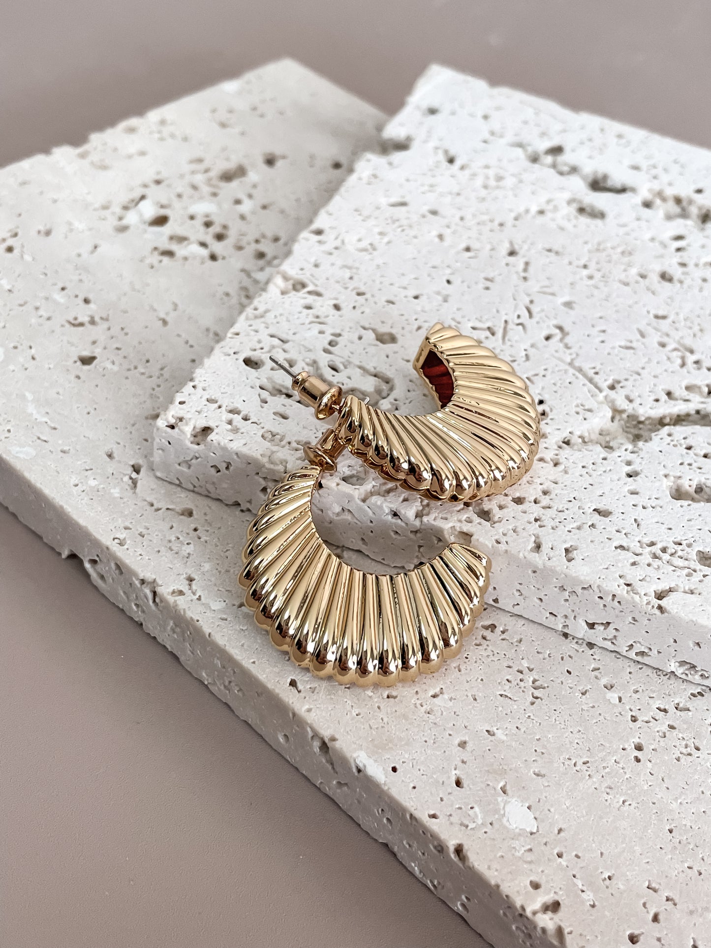 Textured Crescent Stud Earrings