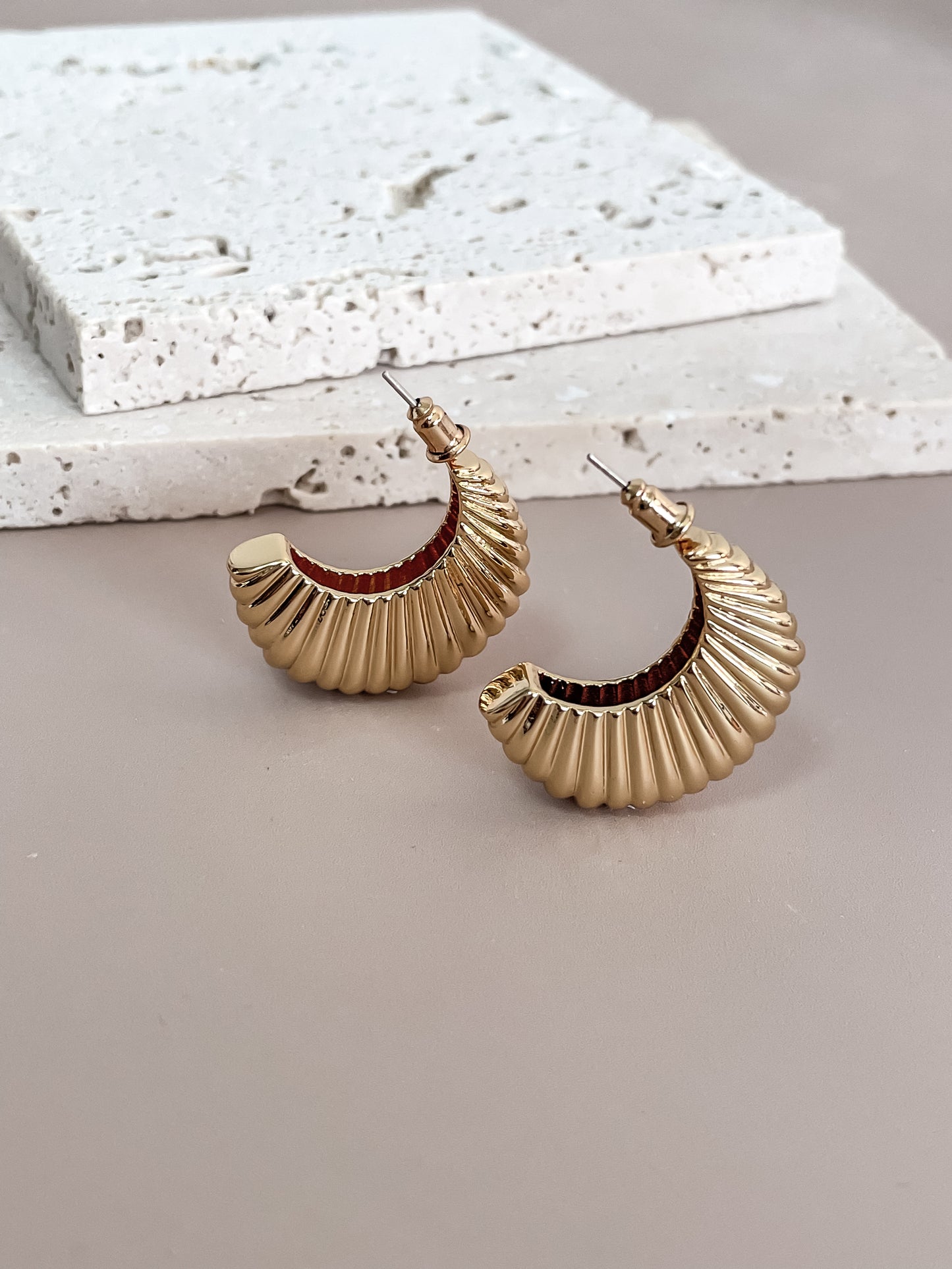 Textured Crescent Stud Earrings