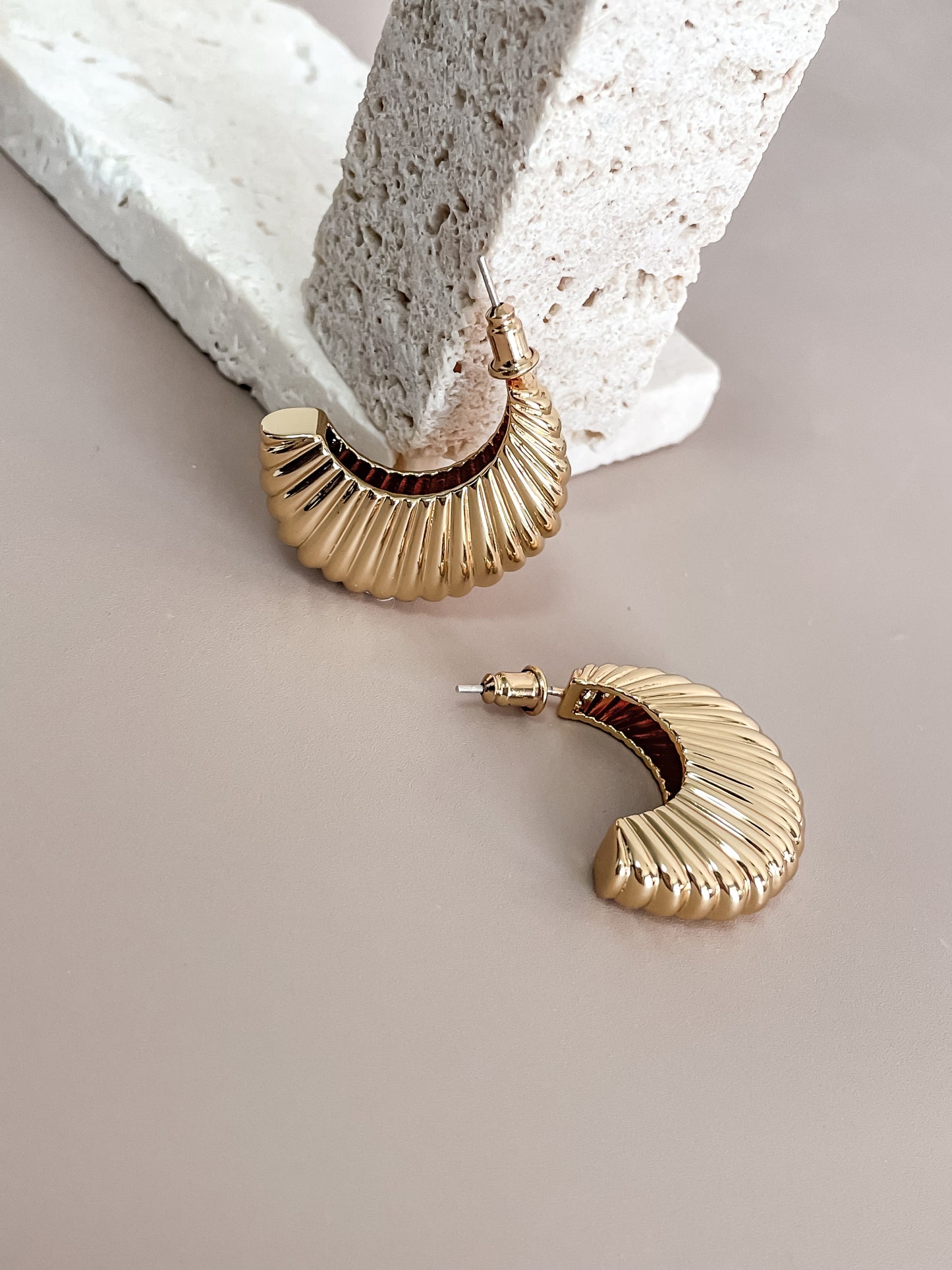 Textured Crescent Stud Earrings