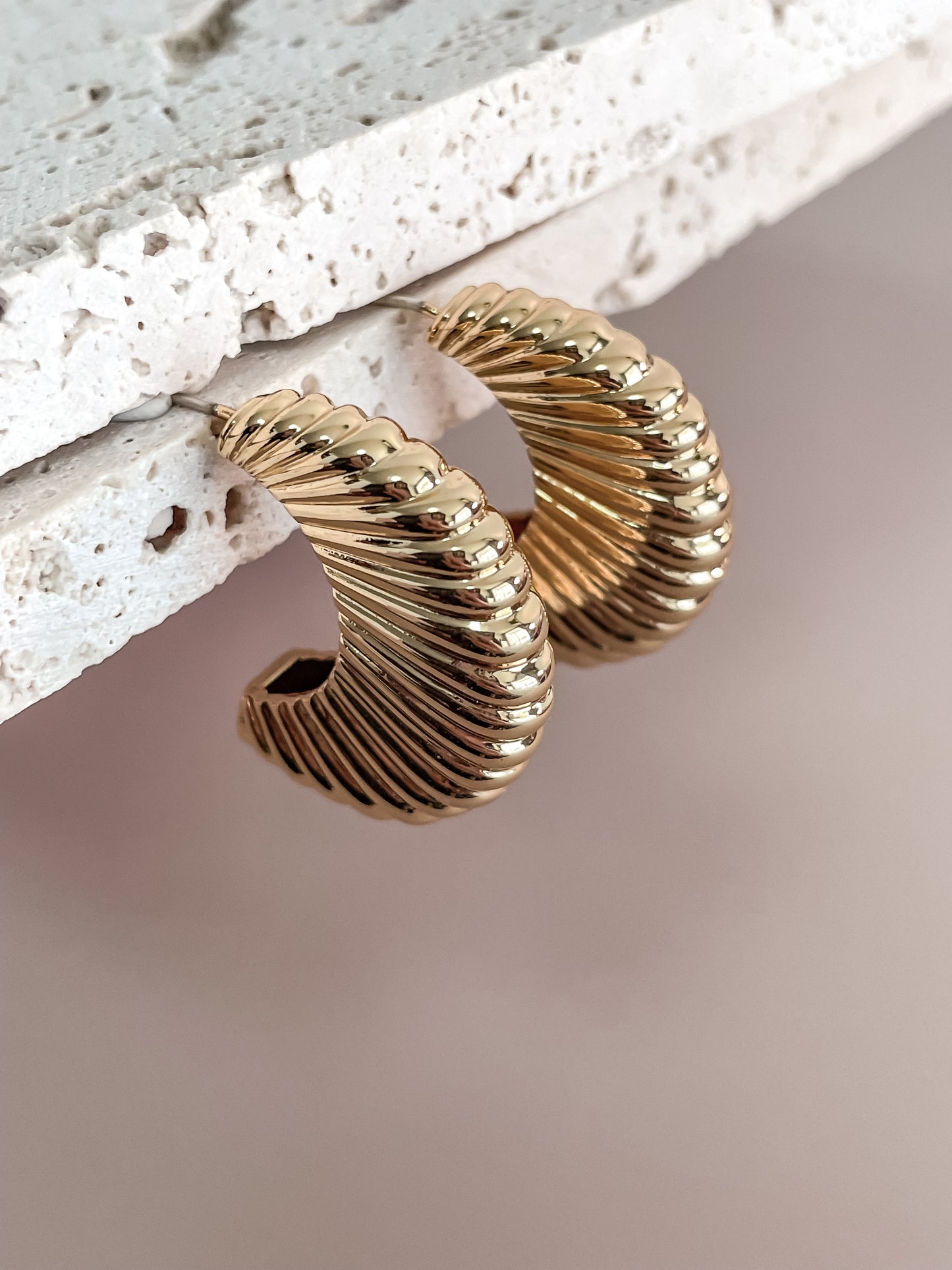 Textured Crescent Stud Earrings