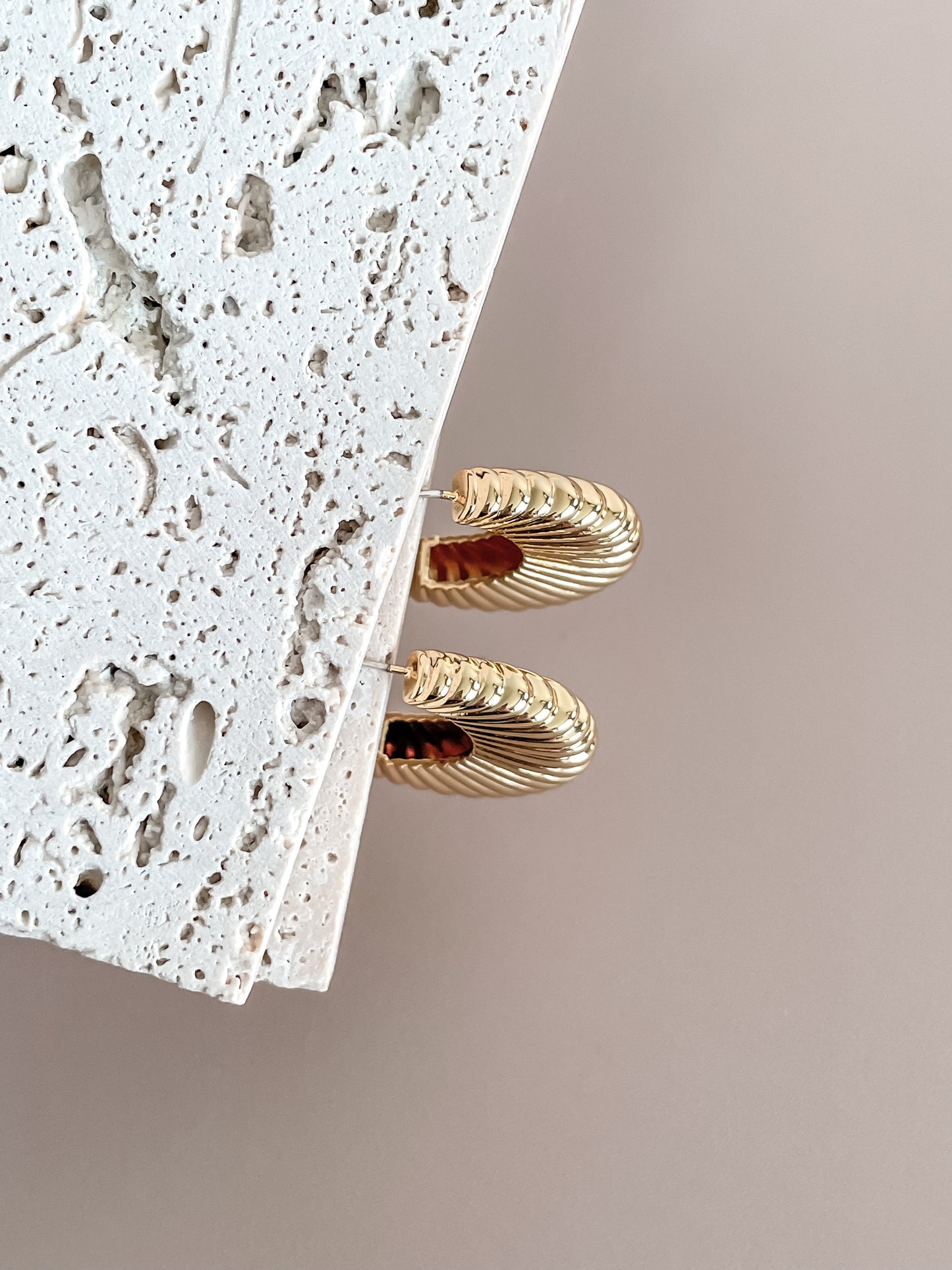 Textured Crescent Stud Earrings