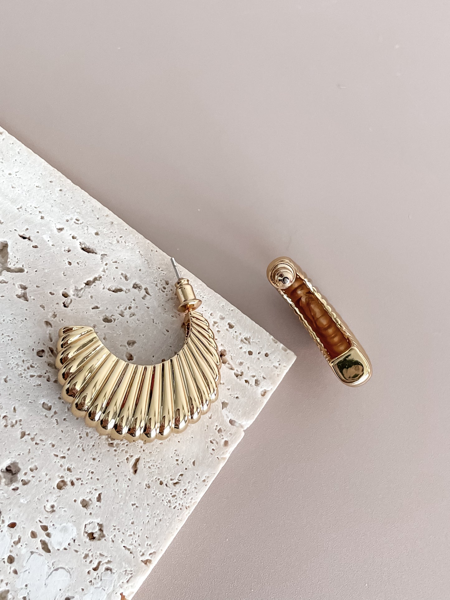 Textured Crescent Stud Earrings