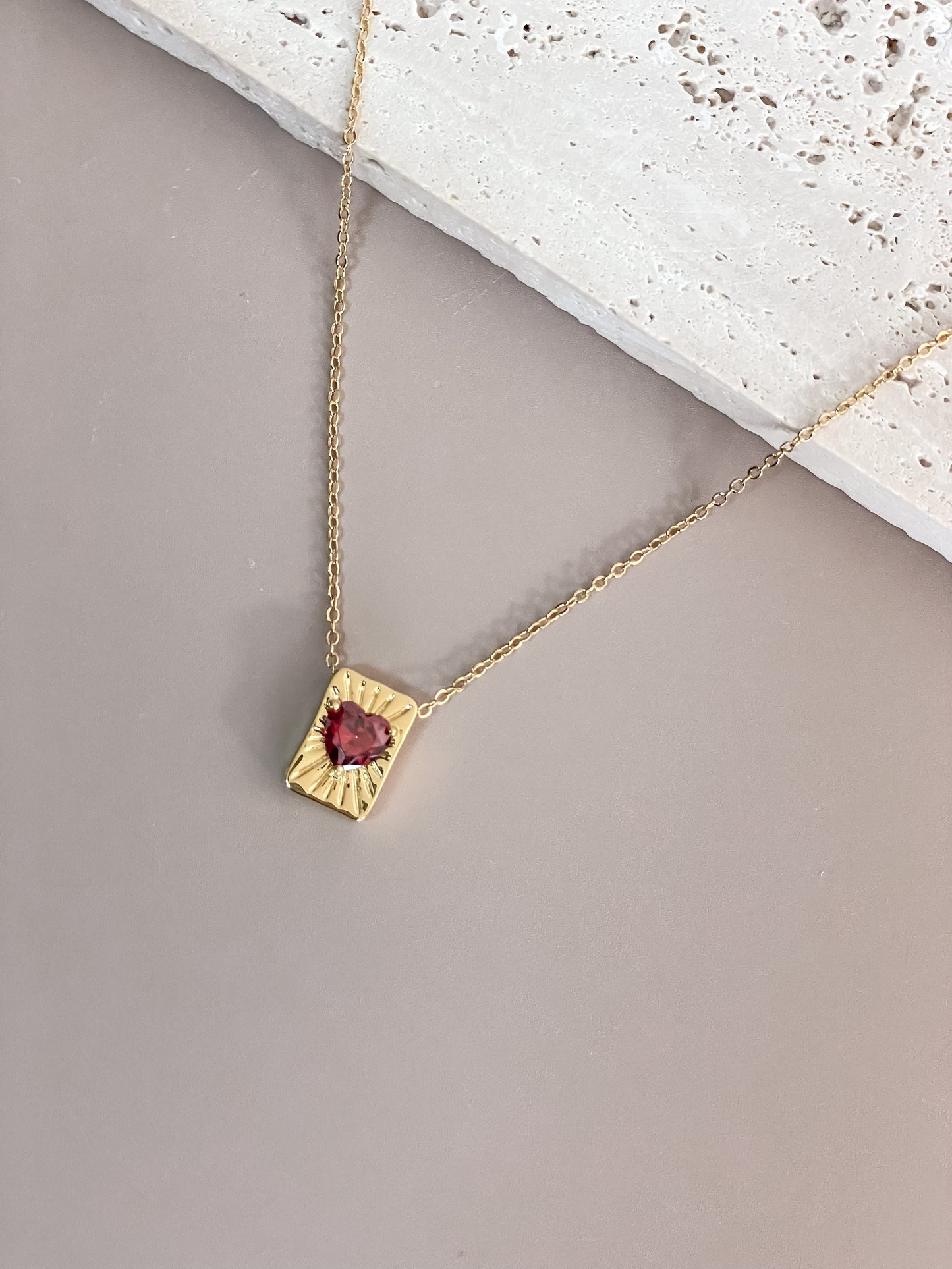 Ruby Heart Nugget Pendant Necklace