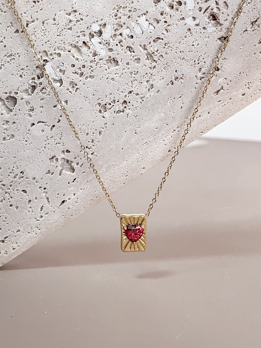 Ruby Heart Nugget Pendant Necklace