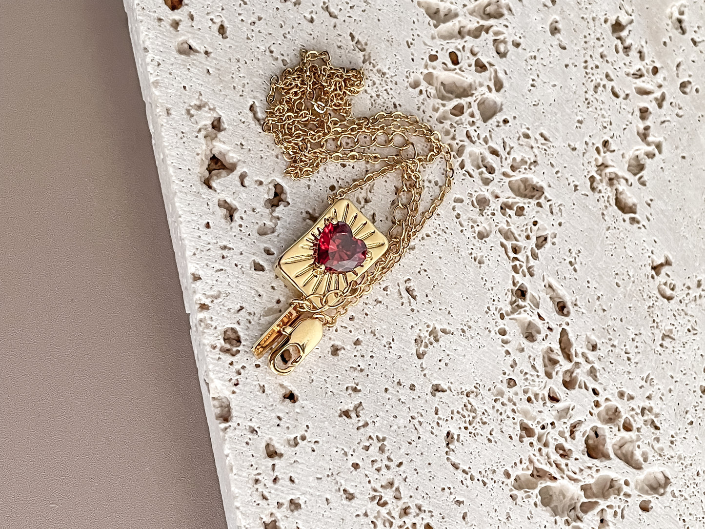 Ruby Heart Nugget Pendant Necklace