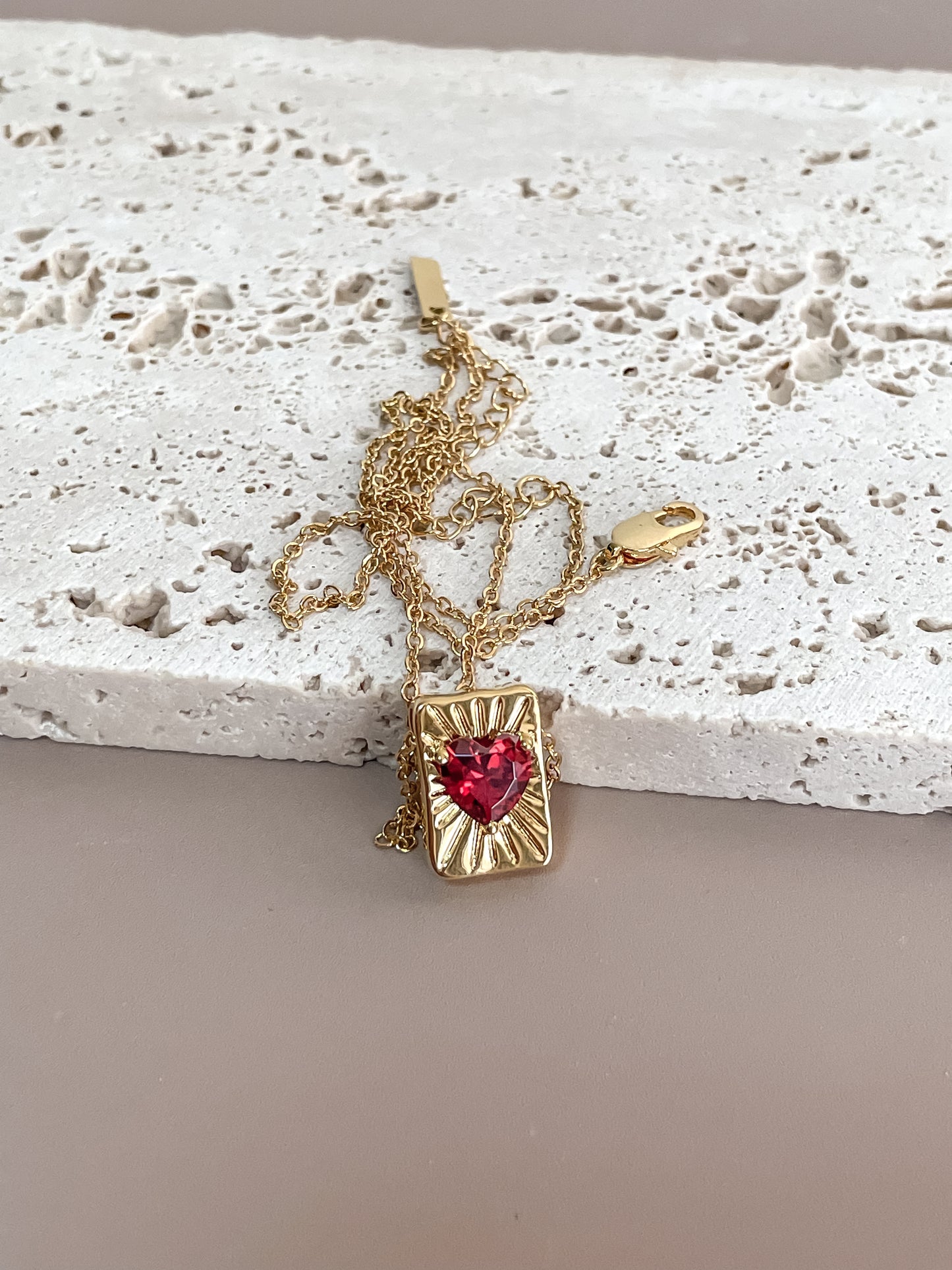 Ruby Heart Nugget Pendant Necklace
