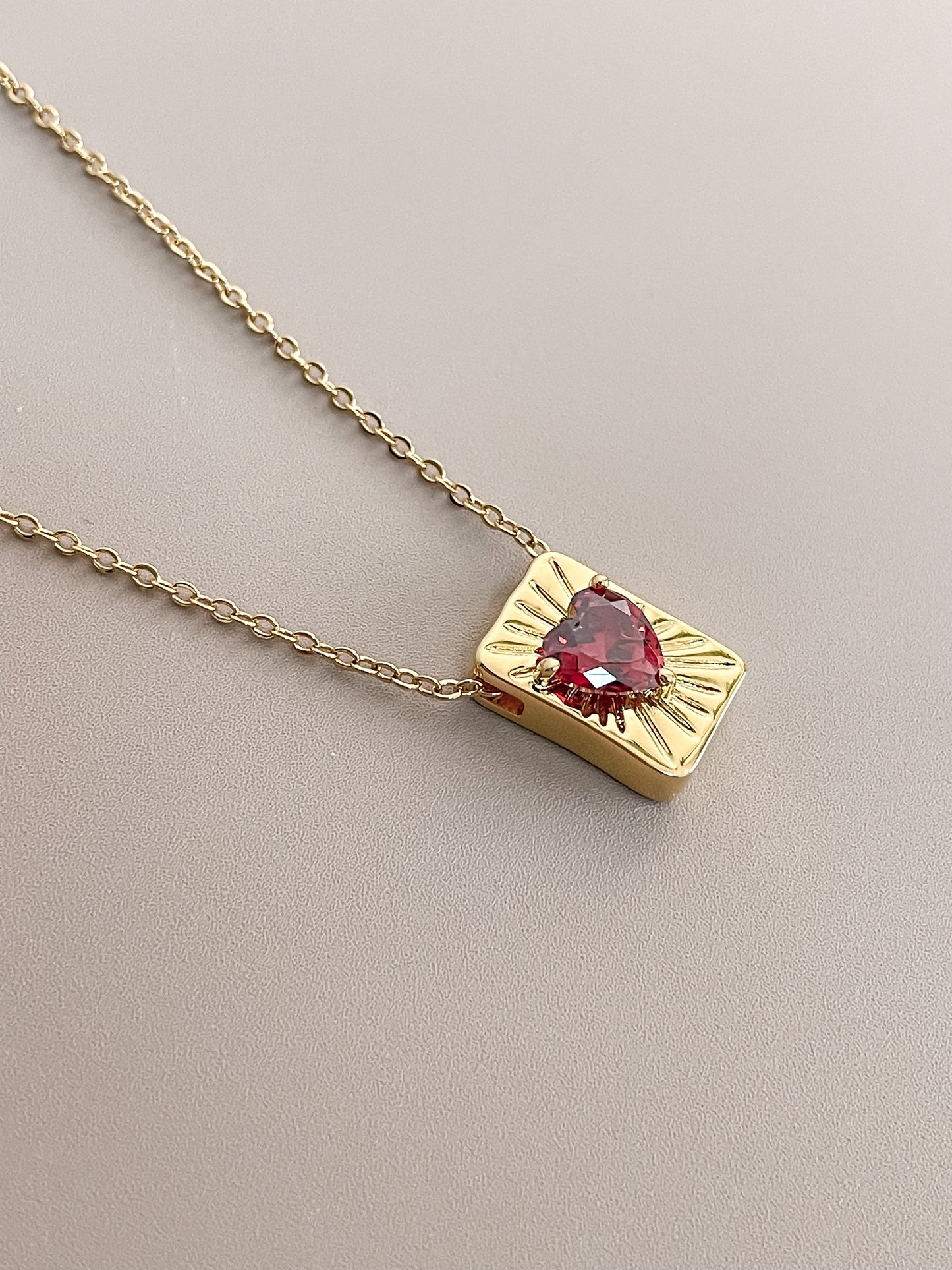 Ruby Heart Nugget Pendant Necklace