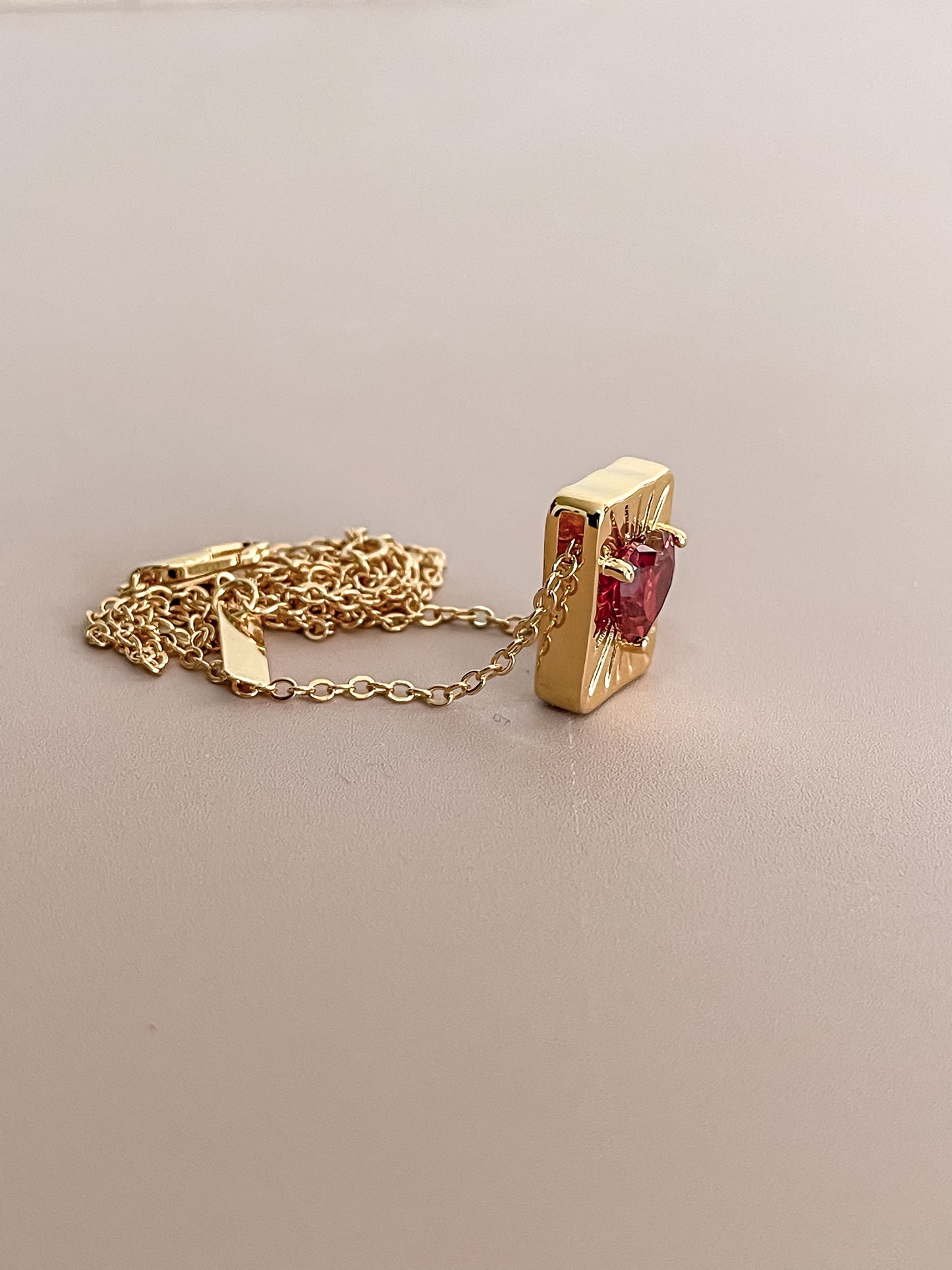 Ruby Heart Nugget Pendant Necklace
