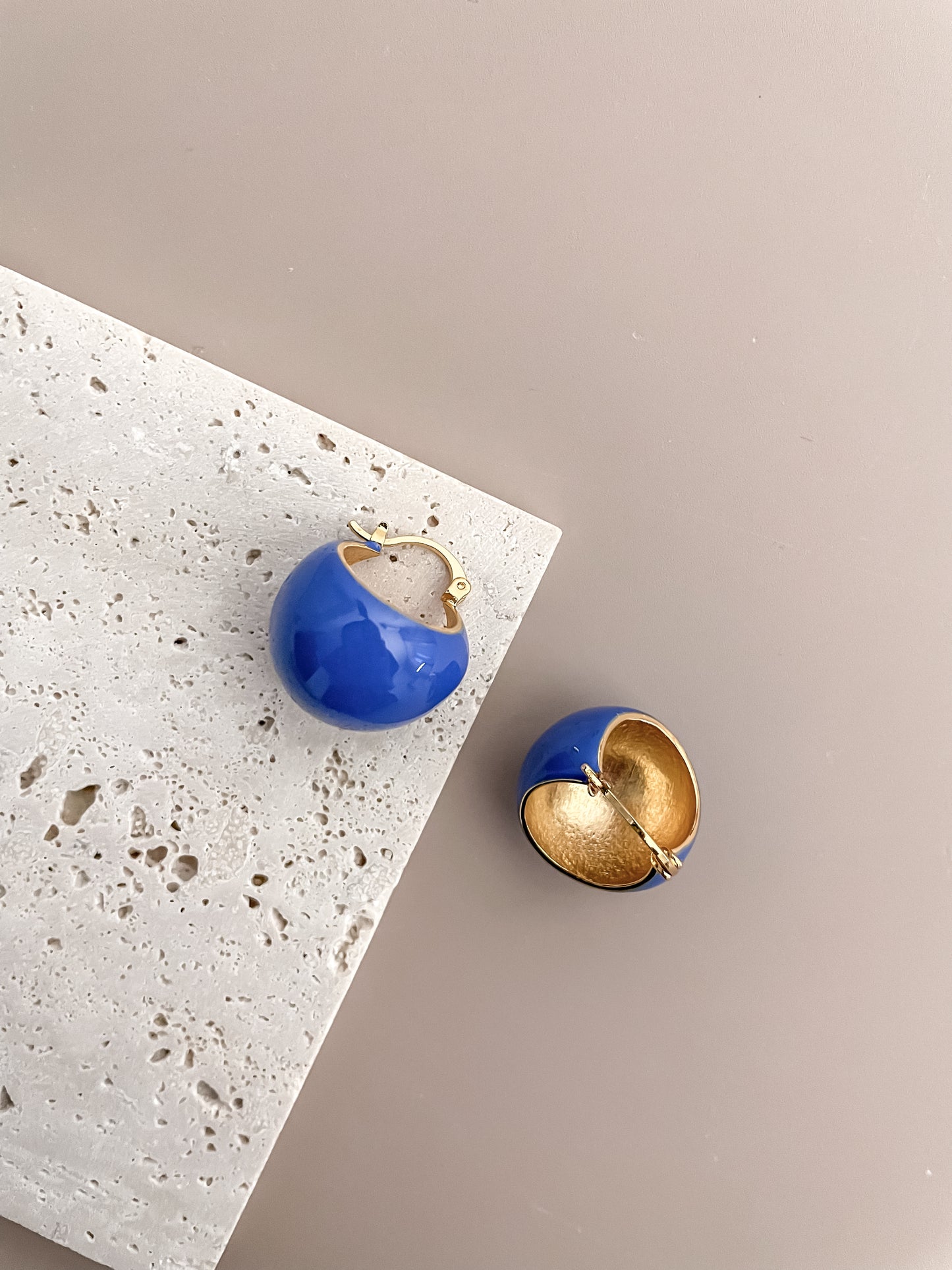 Enamel Hollow Sphere Earrings