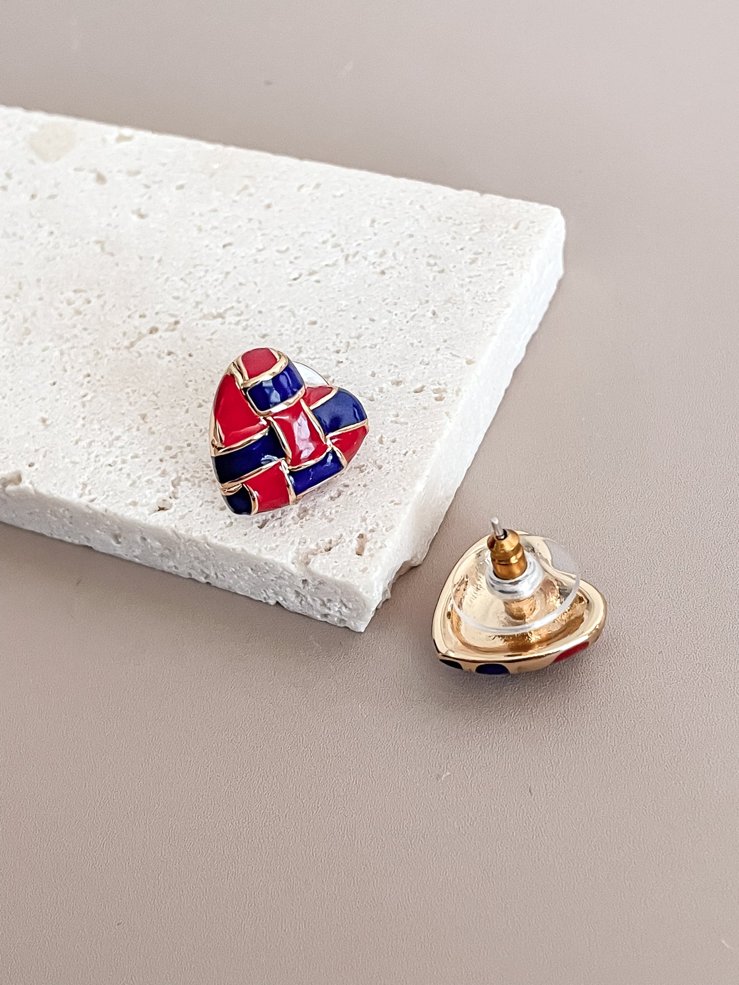 Red & Blue Woven Heart Earring