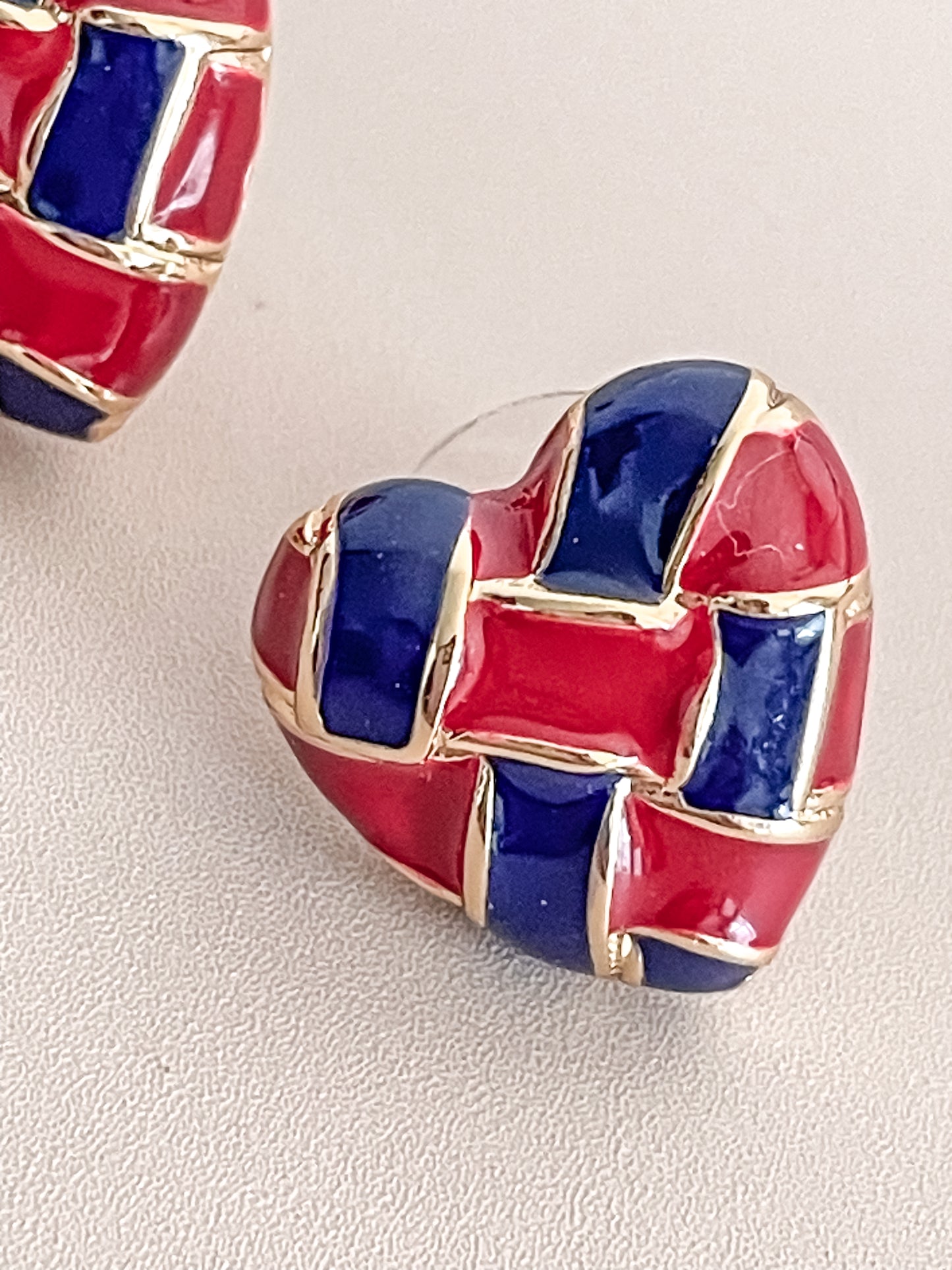 Red & Blue Woven Heart Earring