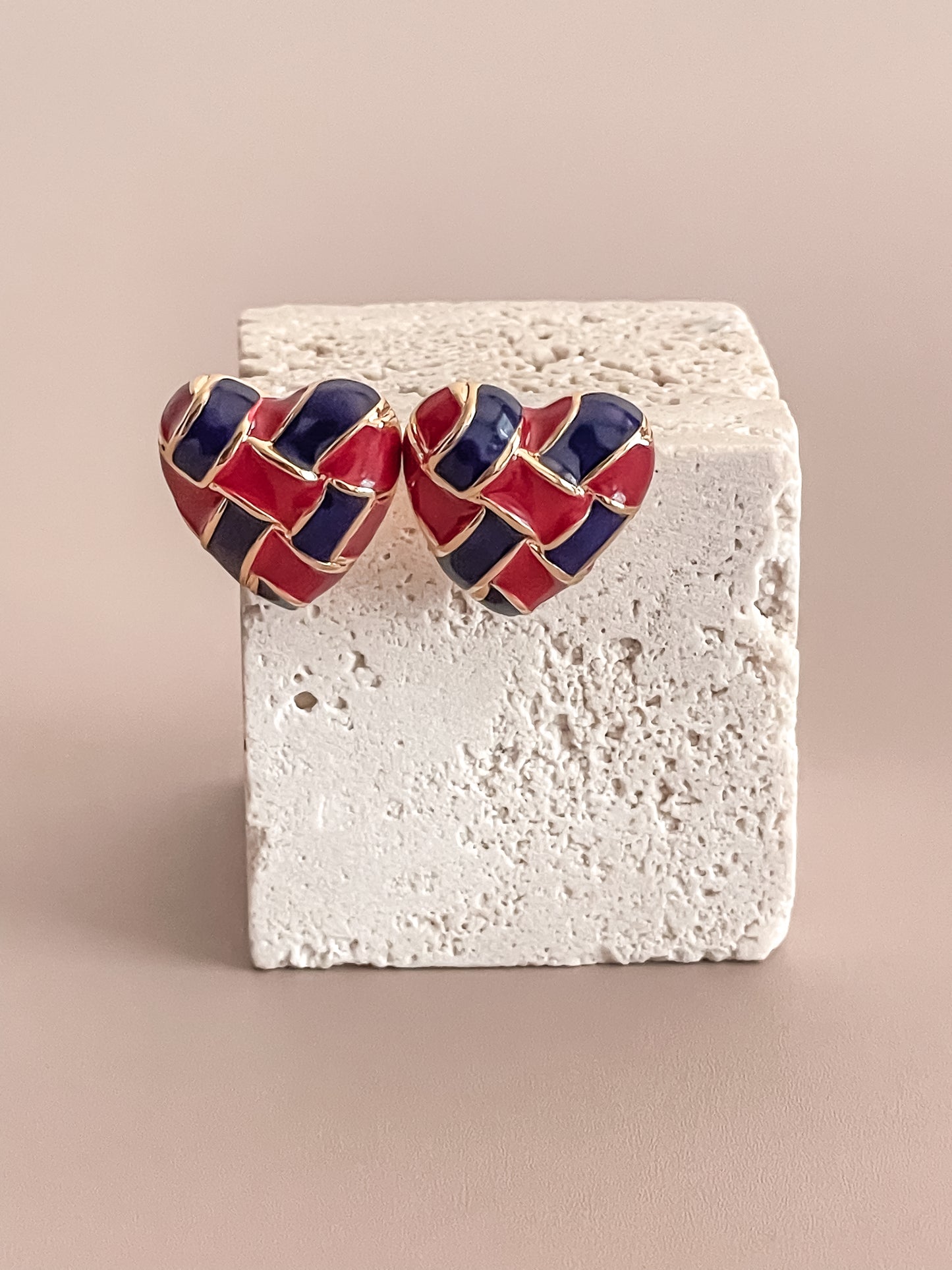 Red & Blue Woven Heart Earring