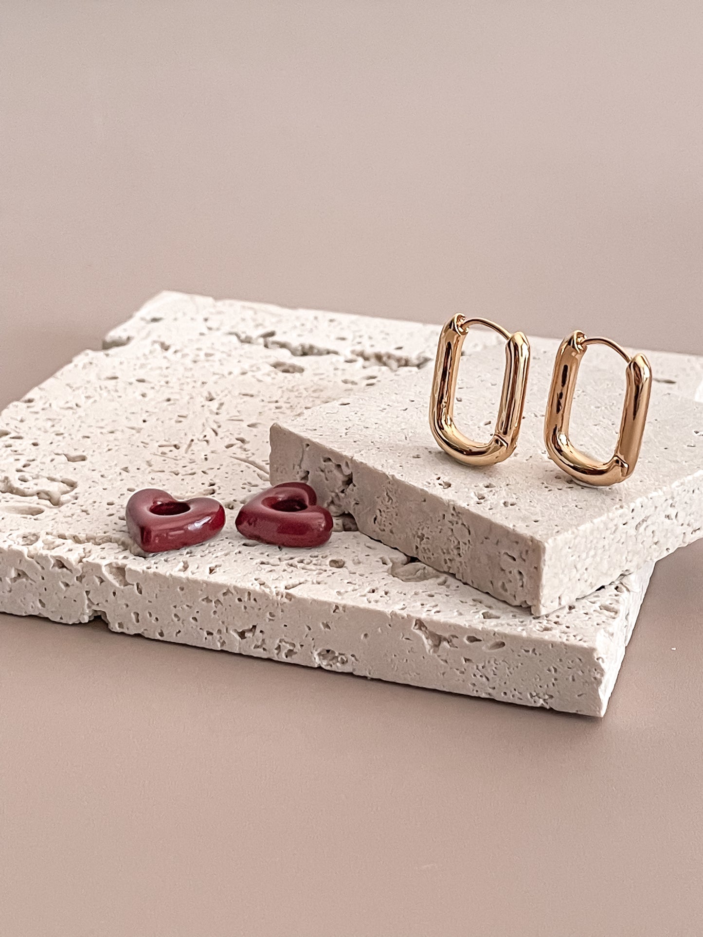 Enamel Red Heart Earrings