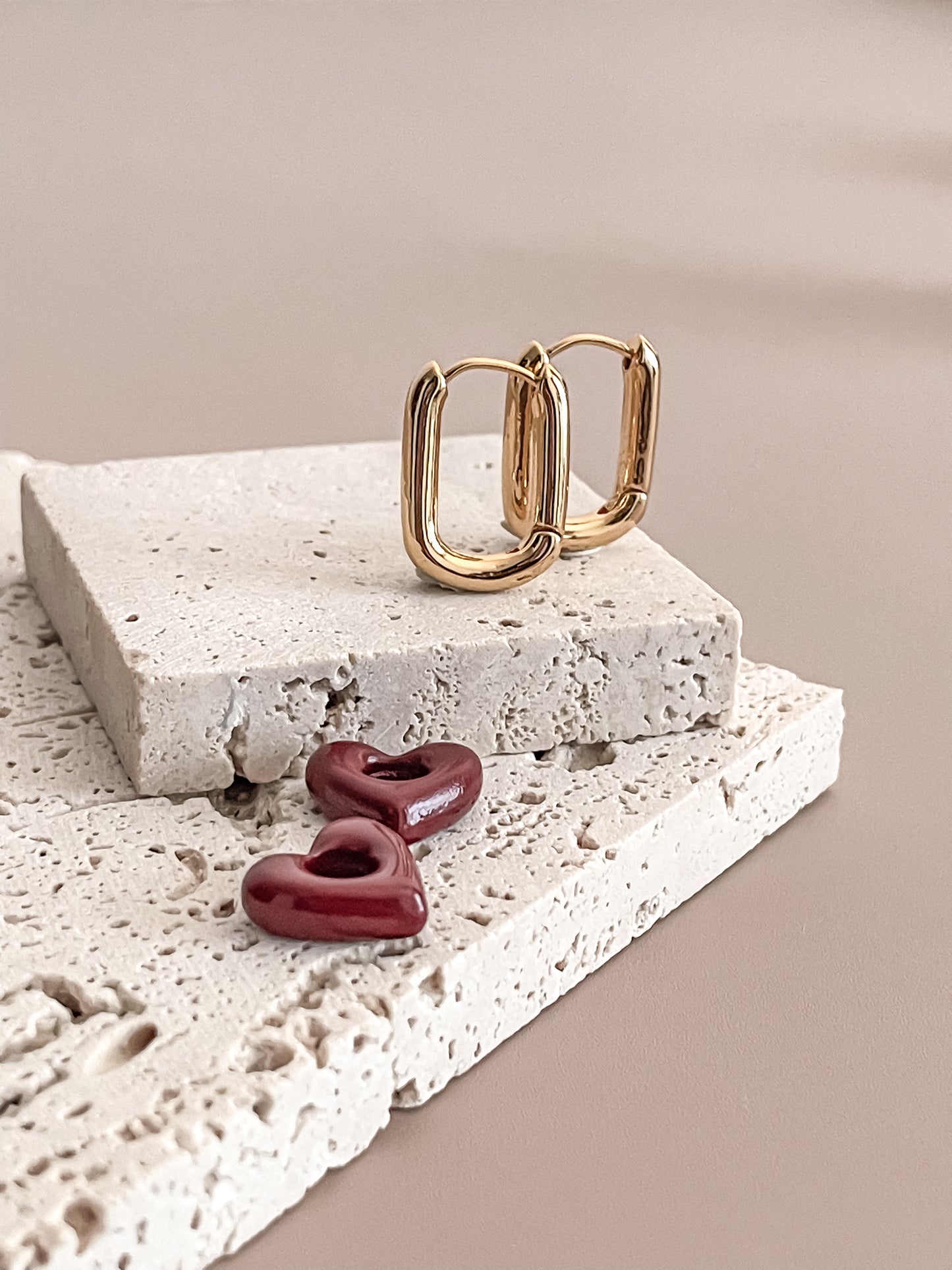 Enamel Red Heart Earrings