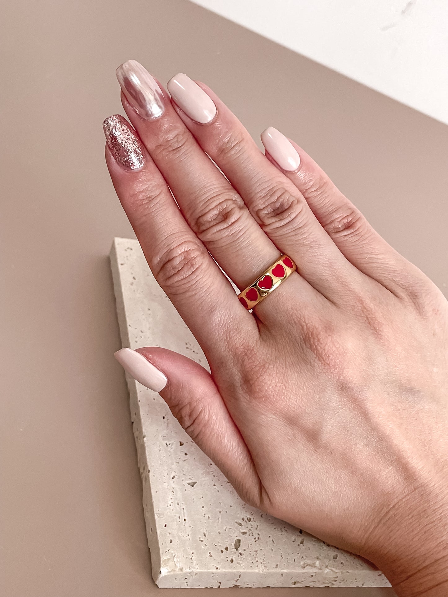 Red Enamel Heart Ring