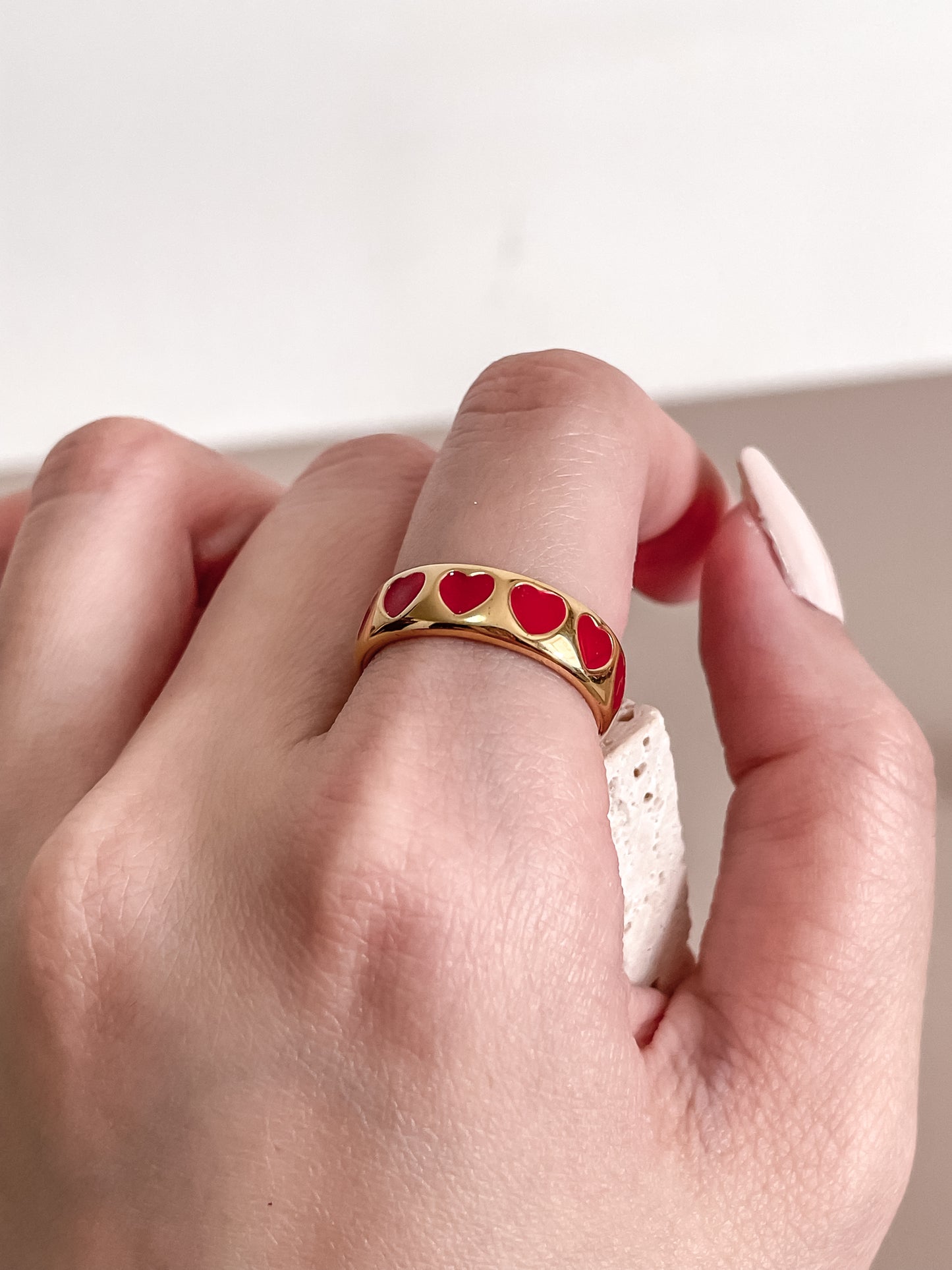 Red Enamel Heart Ring