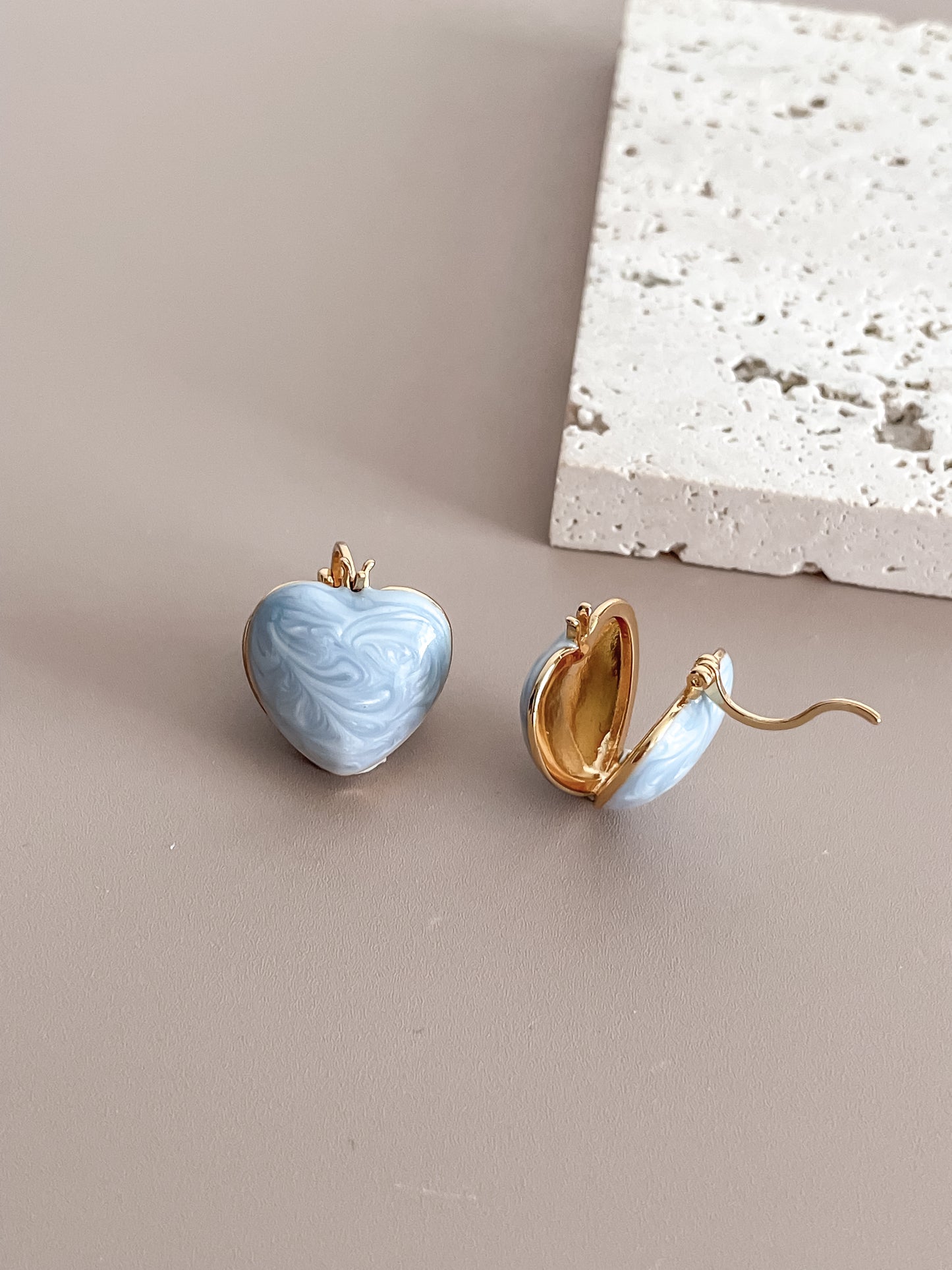 Enamel Glazed Heart Shaped Huggy Hoop Earrings