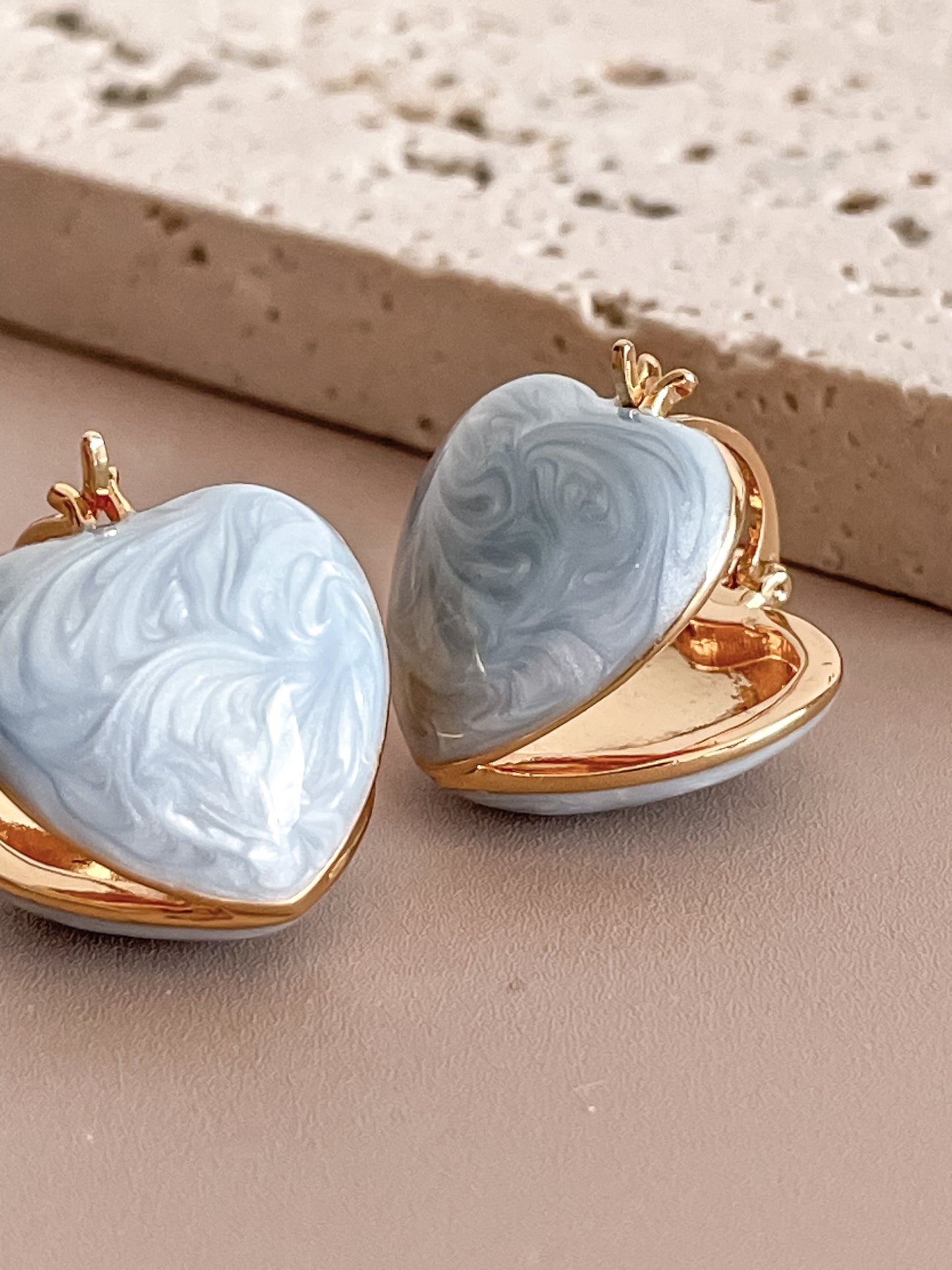 Enamel Glazed Heart Shaped Huggy Hoop Earrings