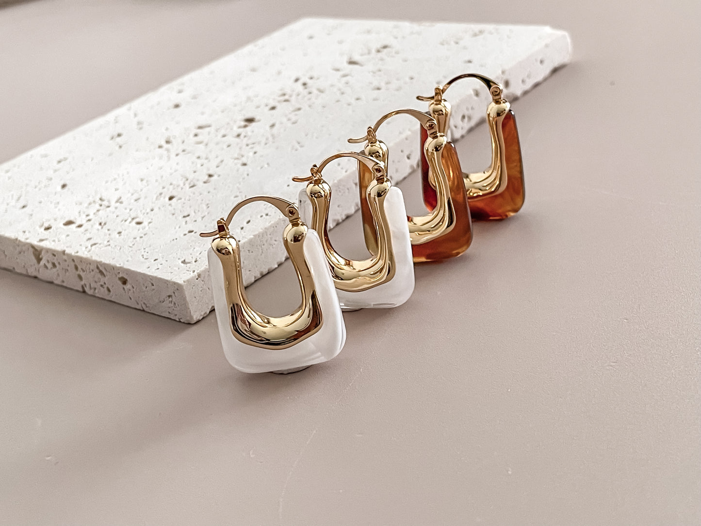 Acrylic U Shape Latch Hoop Earrings