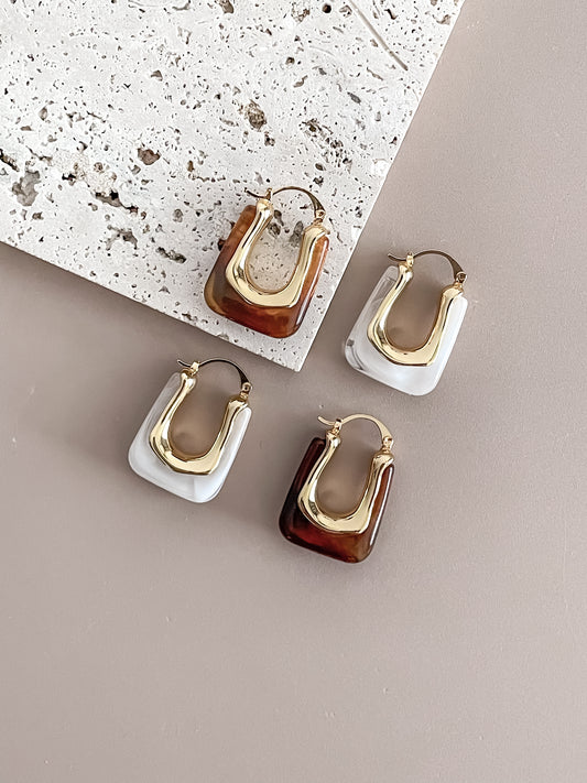 Acrylic U Shape Latch Hoop Earrings