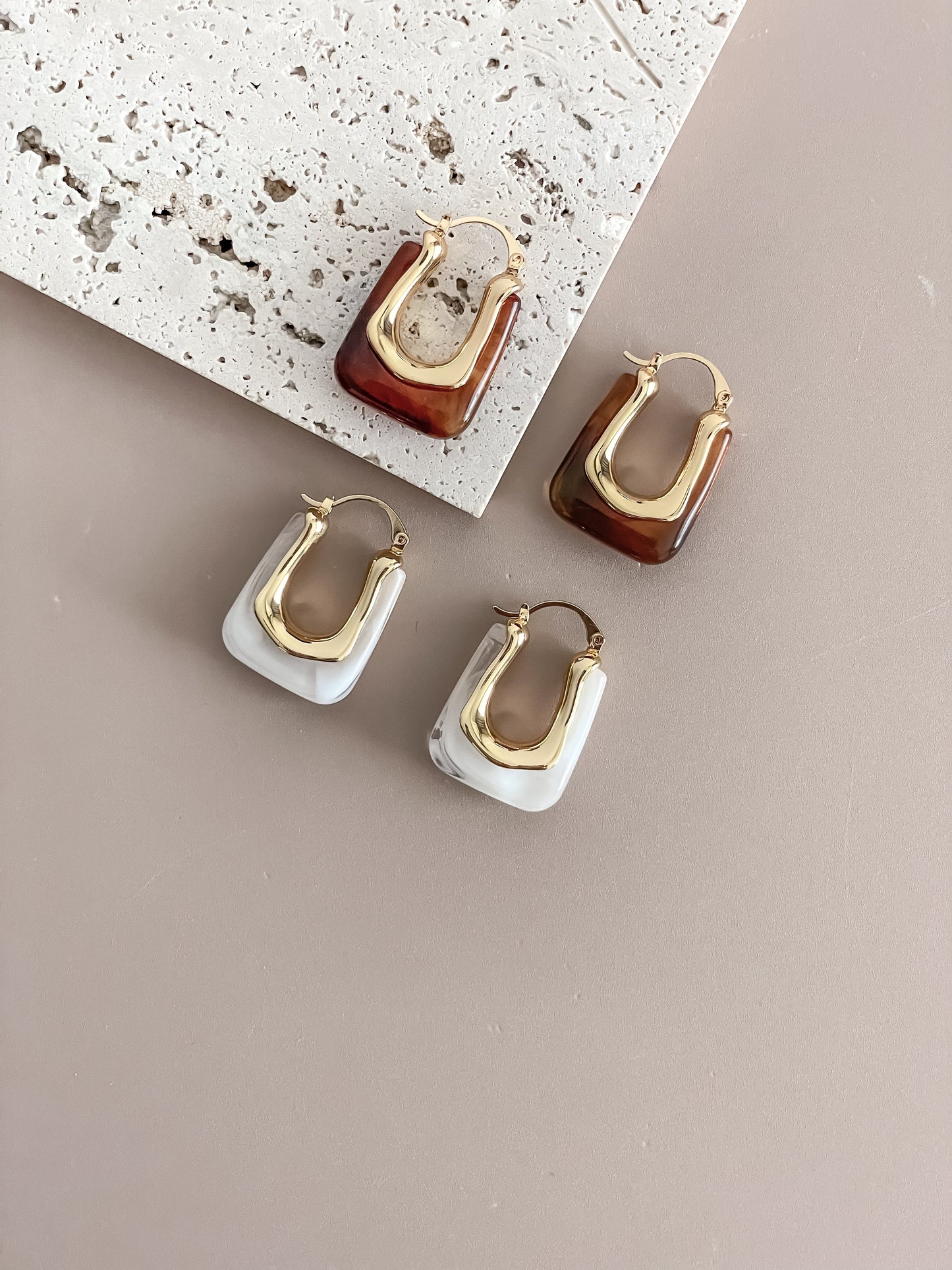 Acrylic U Shape Latch Hoop Earrings