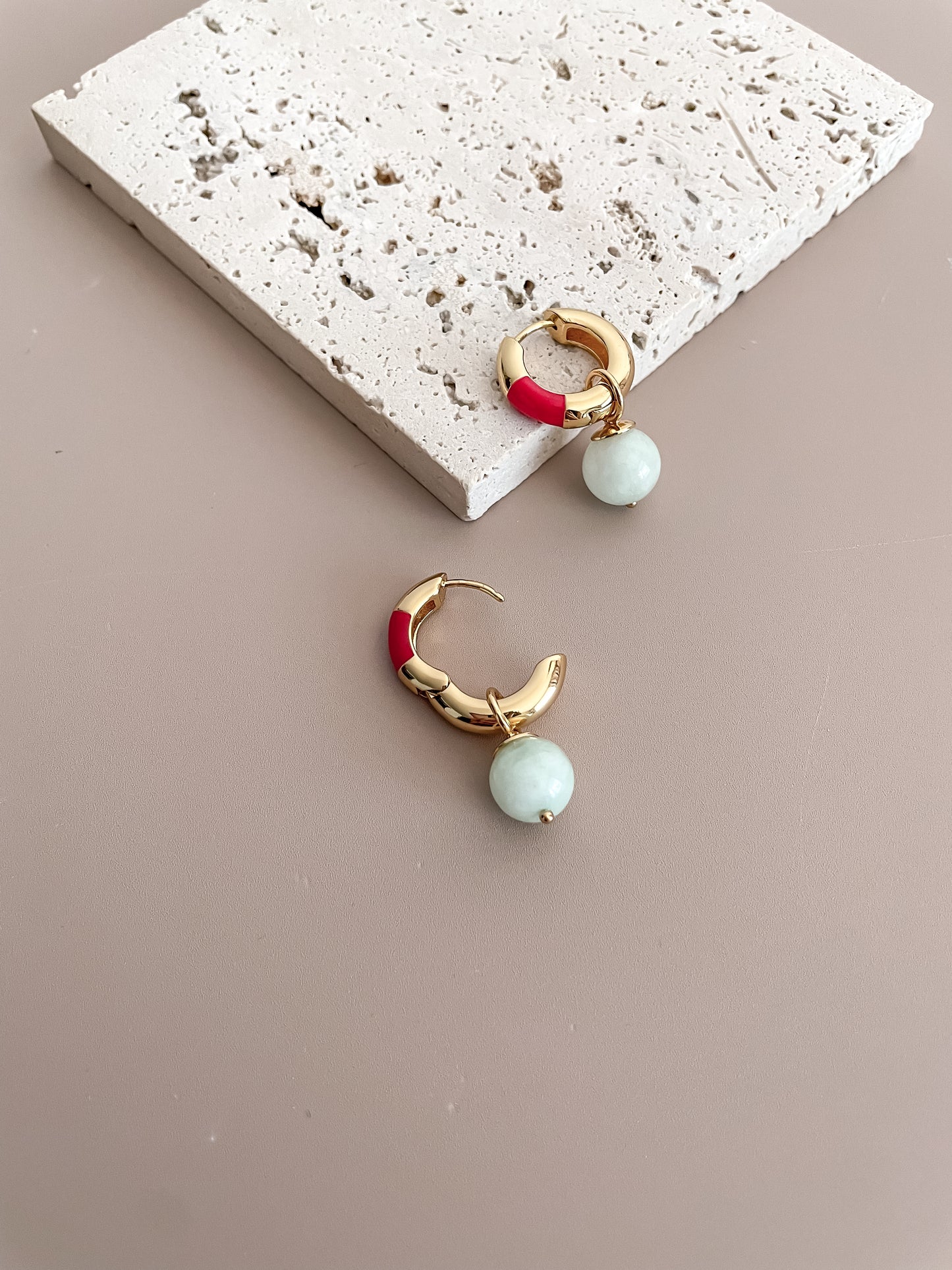Jade Pendant Hoop Earrings