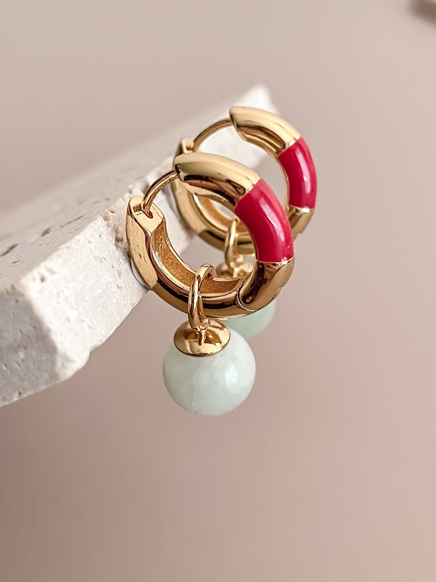 Jade Pendant Hoop Earrings
