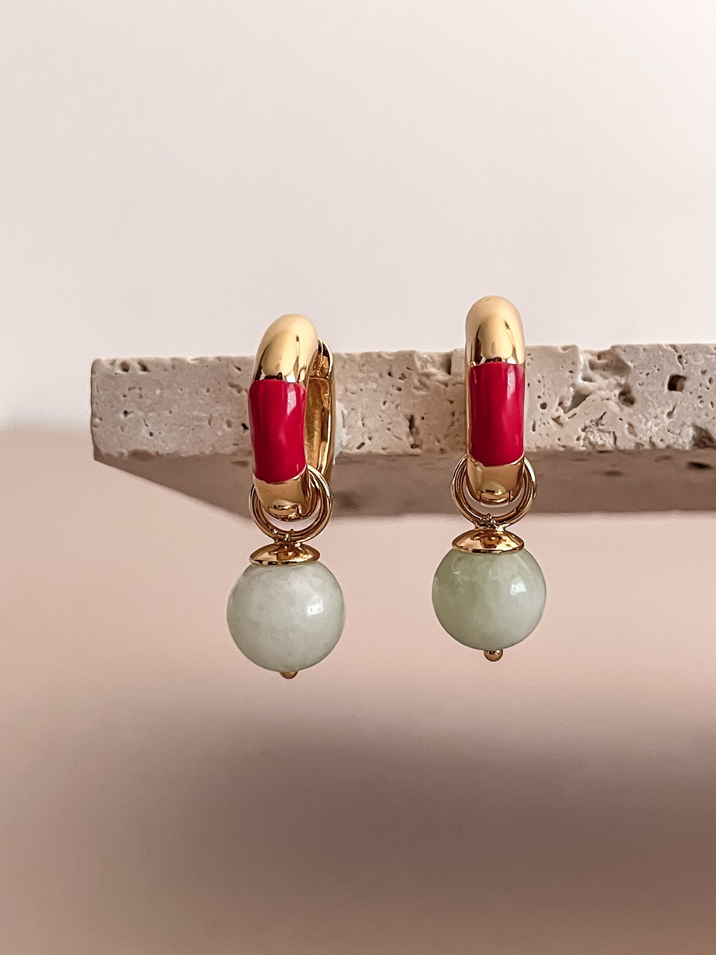 Jade Pendant Hoop Earrings