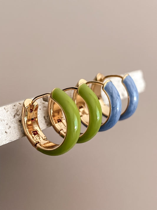 Basic Enamel Hoop Earrings