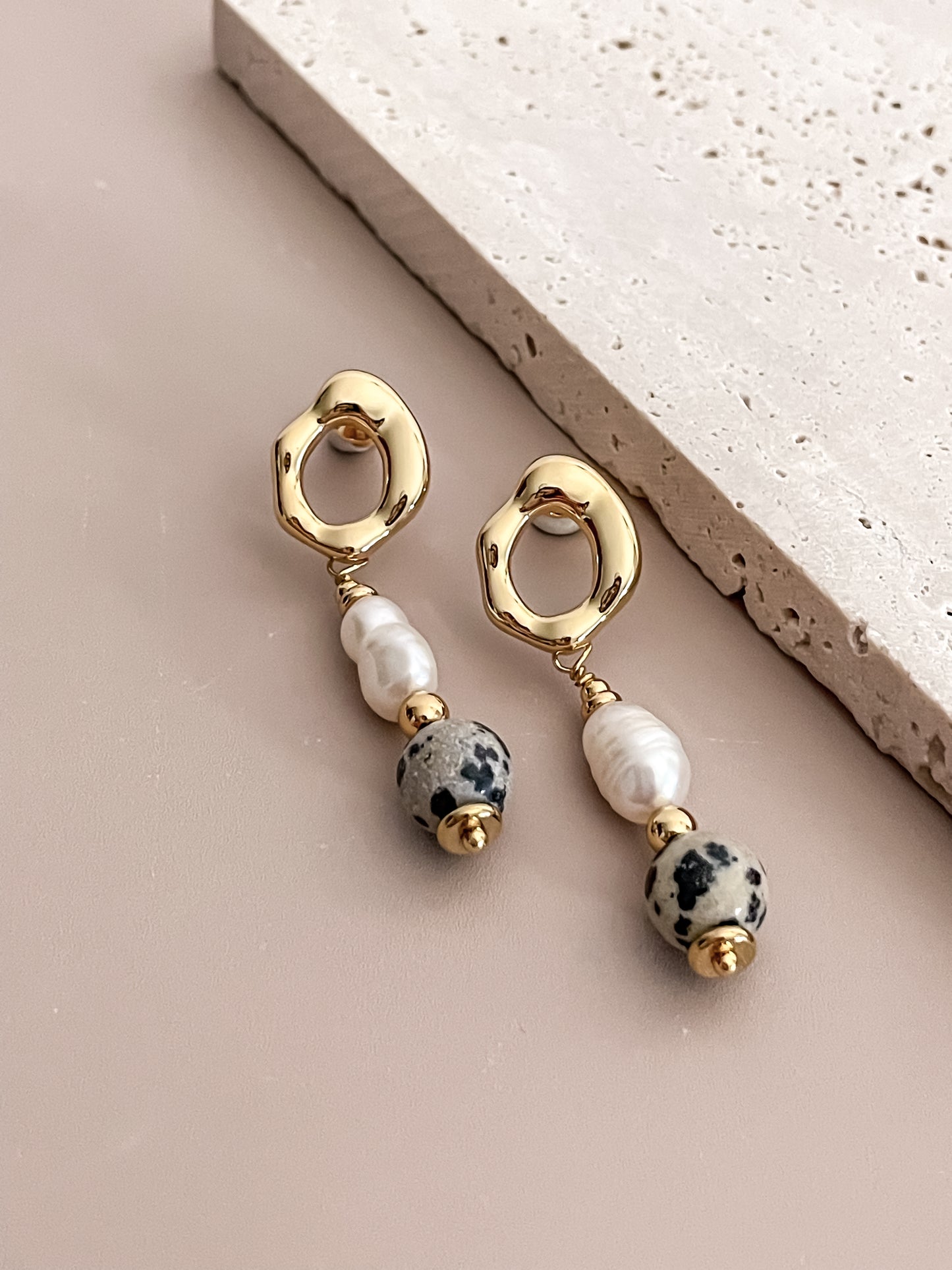 Pearl & Gemstone Pendant Earrings