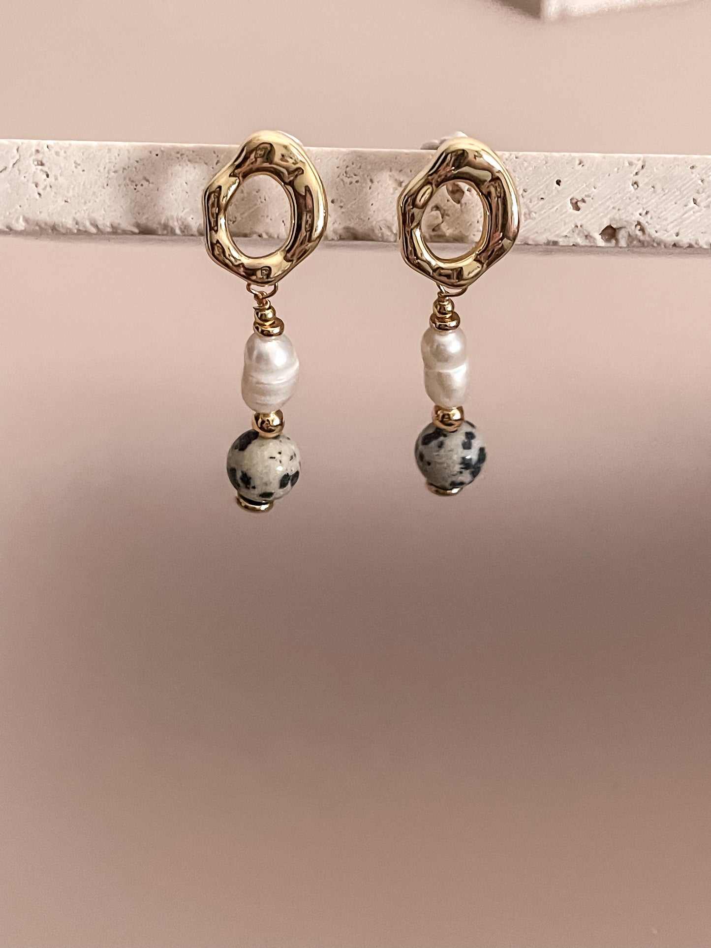 Pearl & Gemstone Pendant Earrings
