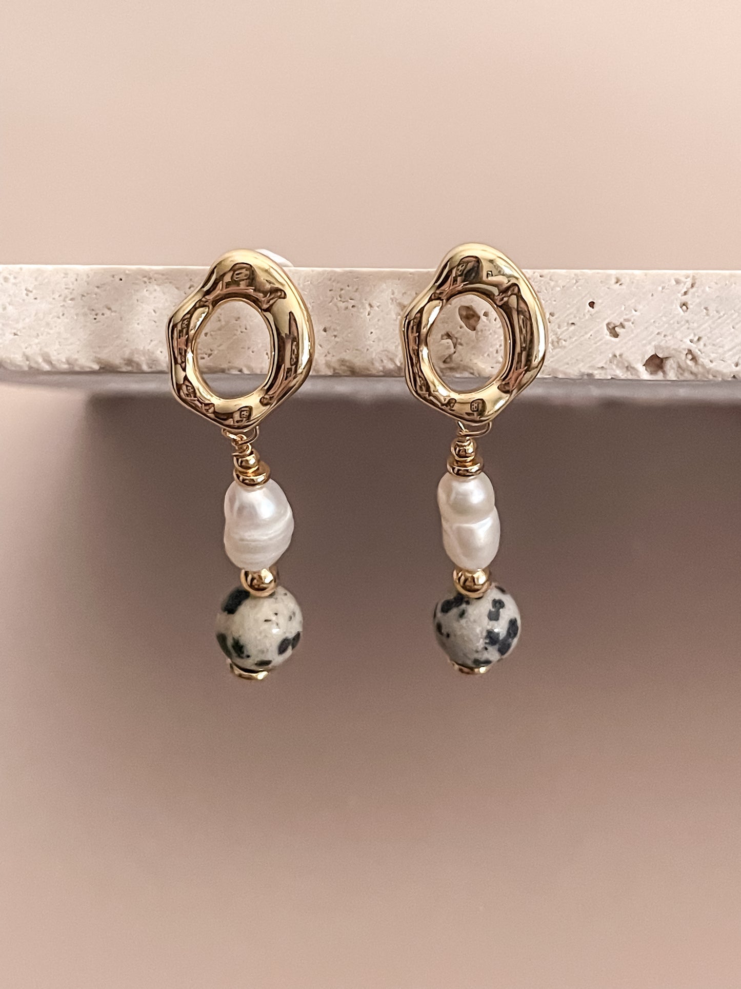 Pearl & Gemstone Pendant Earrings