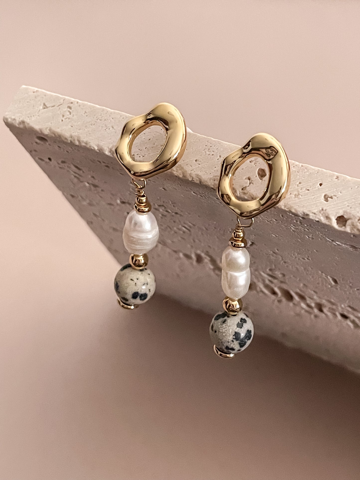 Pearl & Gemstone Pendant Earrings