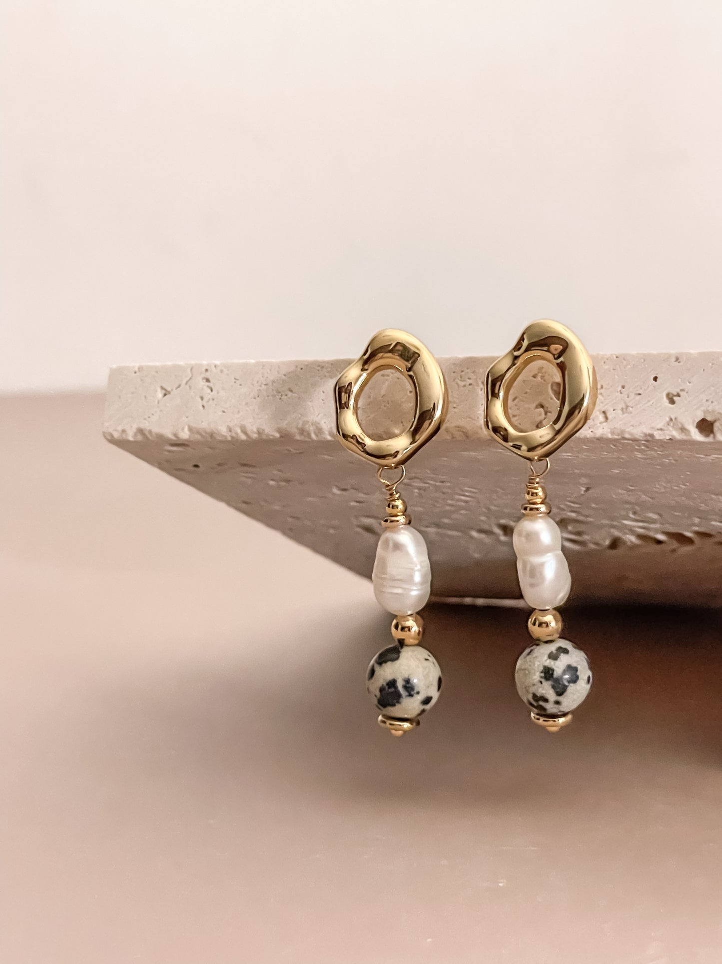 Pearl & Gemstone Pendant Earrings