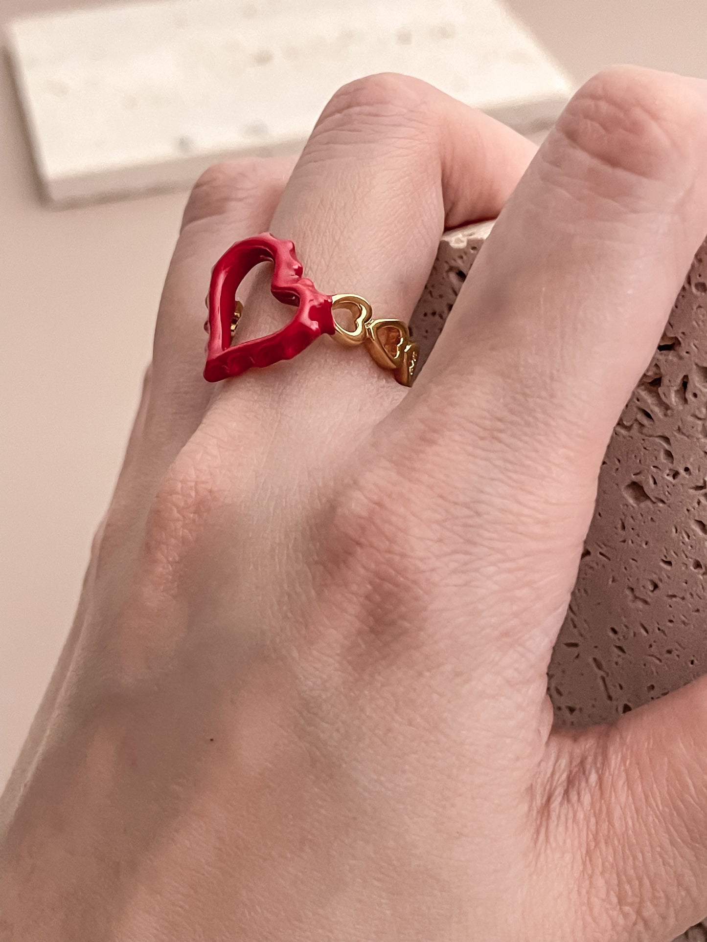 Red Enamel Glazed Ring