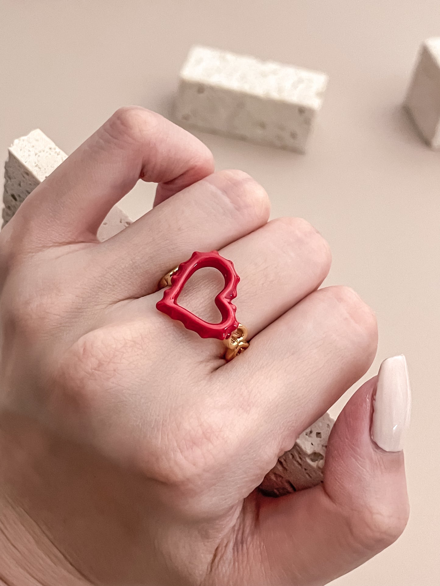 Red Enamel Glazed Ring