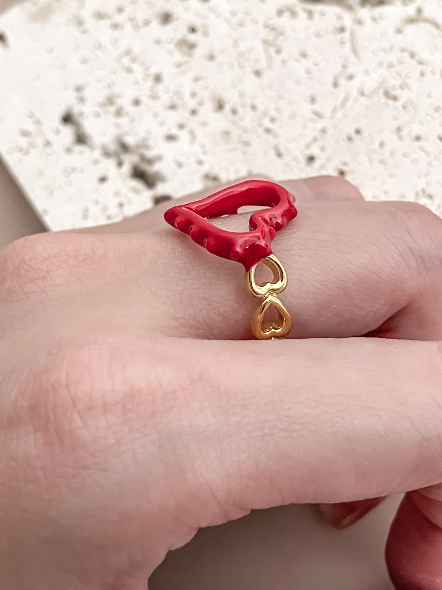 Red Enamel Glazed Ring