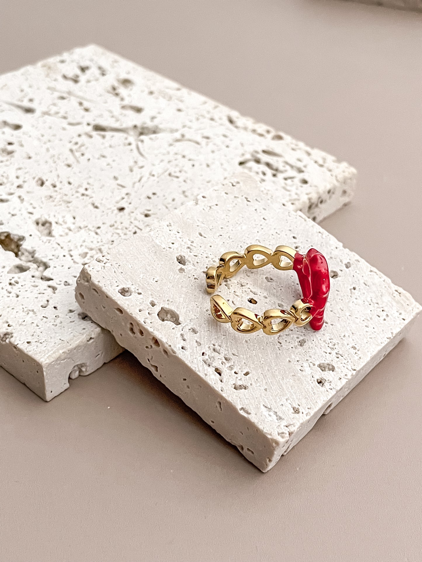 Red Enamel Glazed Ring