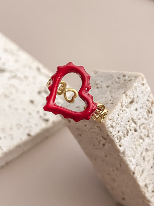 Red Enamel Glazed Ring