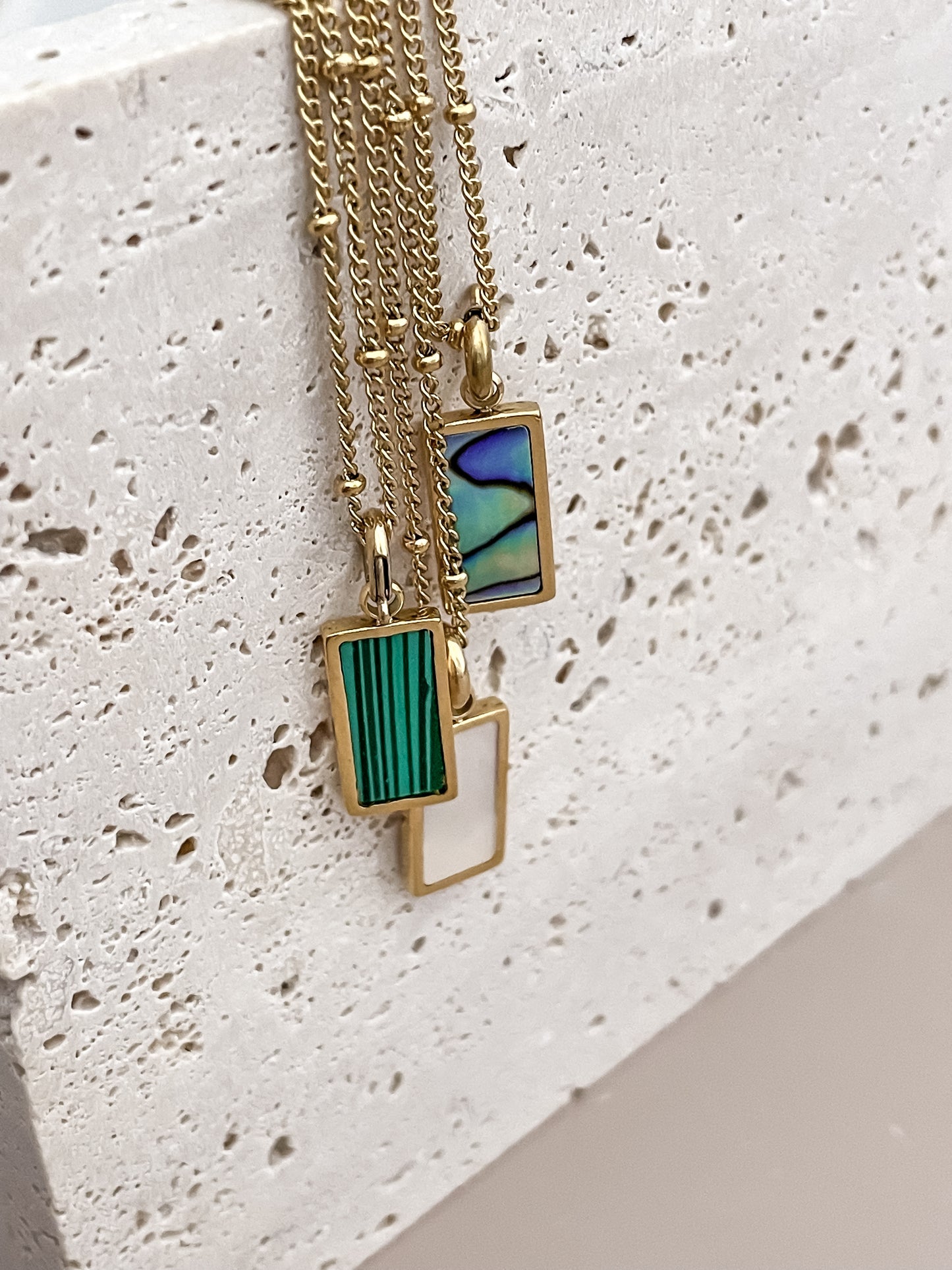 Gemstone Rectangular Pendant Necklace