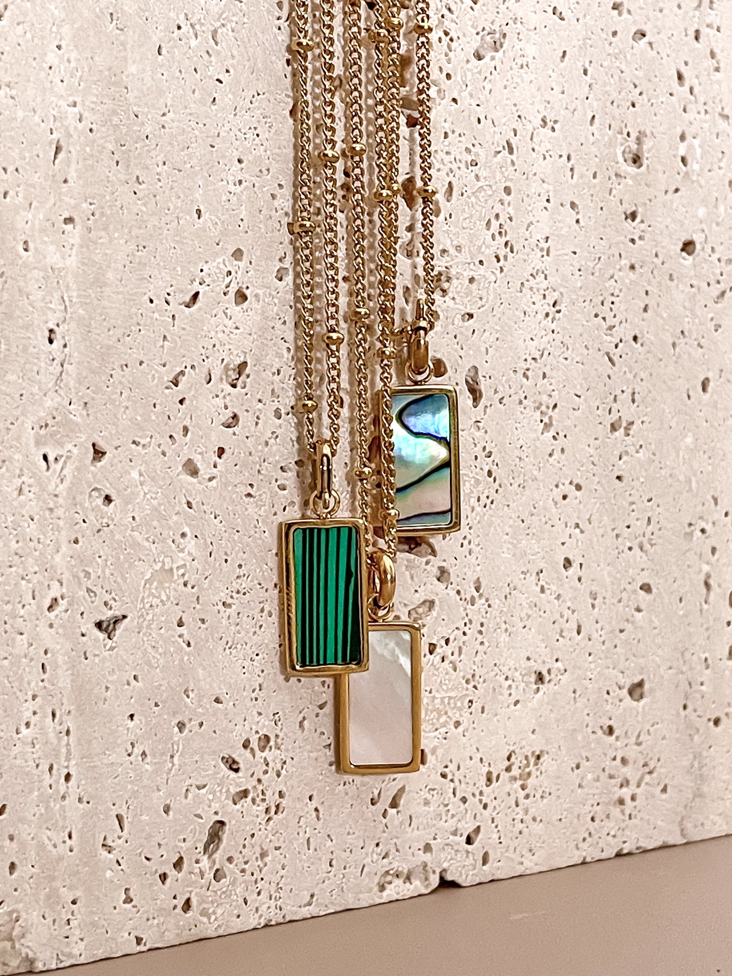 Gemstone Rectangular Pendant Necklace