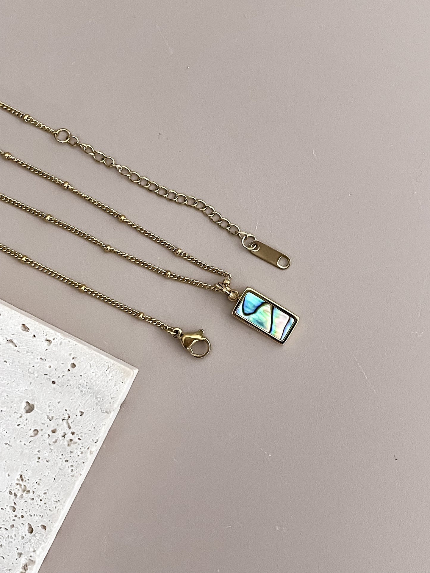 Gemstone Rectangular Pendant Necklace