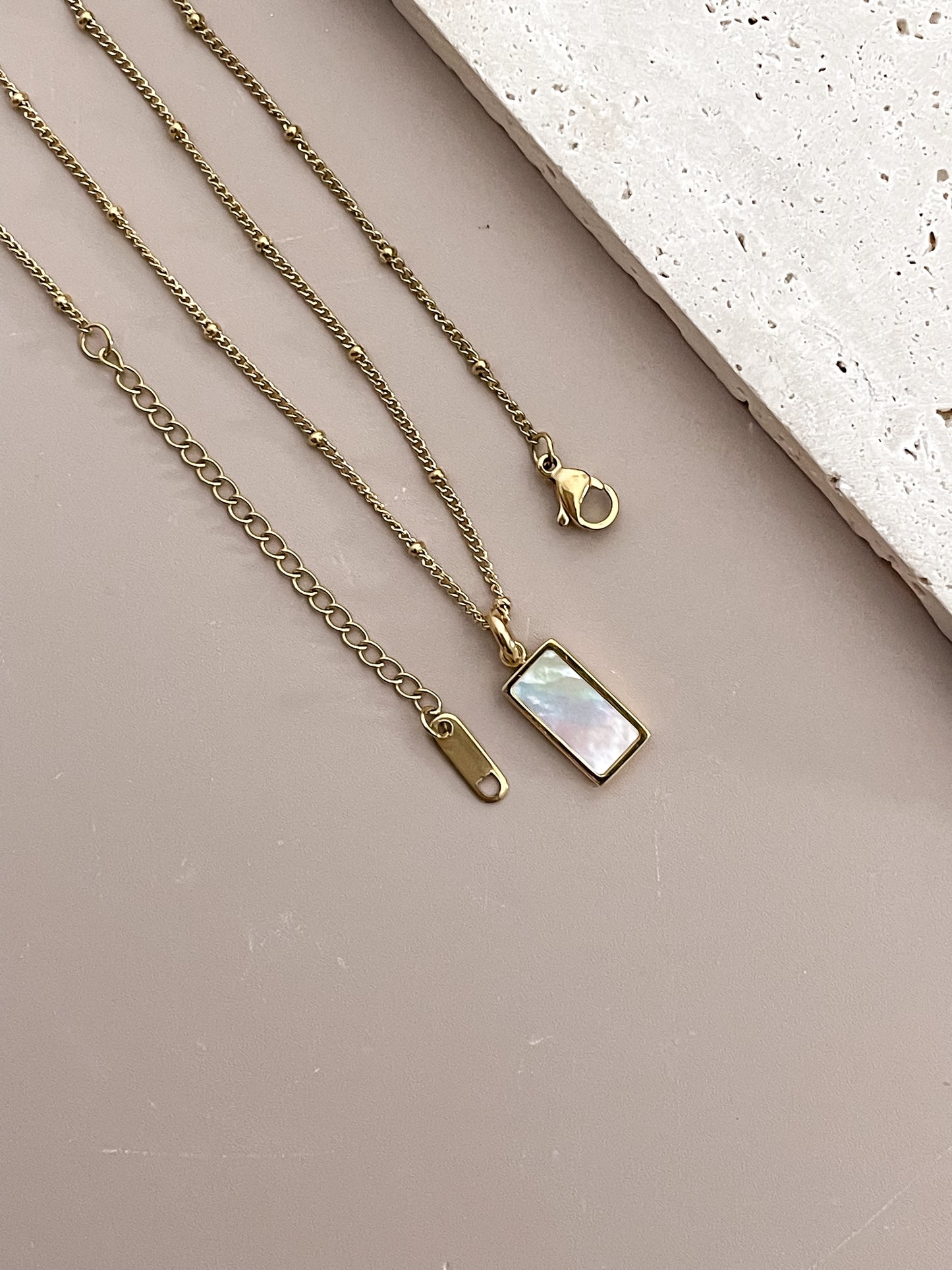 Gemstone Rectangular Pendant Necklace