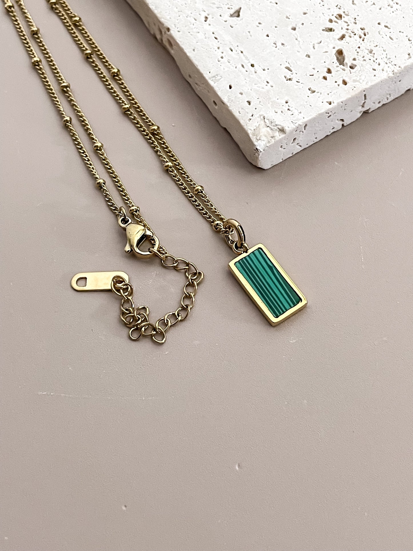 Gemstone Rectangular Pendant Necklace