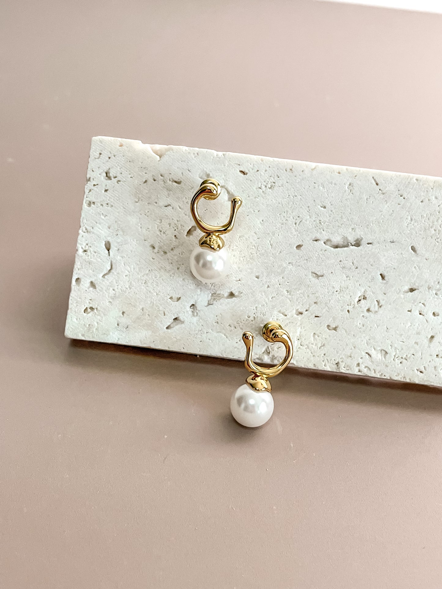 U-Shape Pearl Drop Earrings